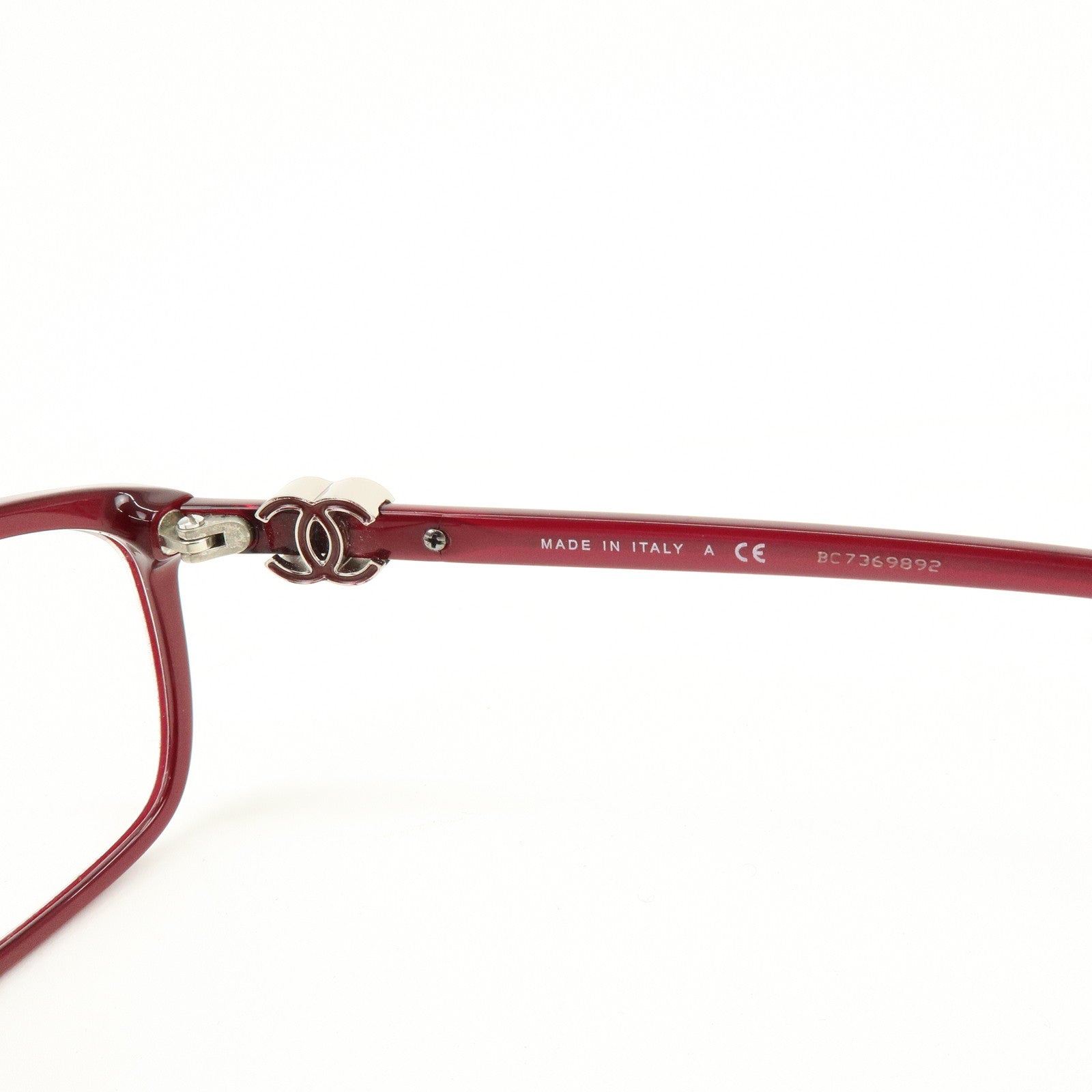 CHANEL COCO Mark Plastic Glasses Wine Red 3234 52□16 135