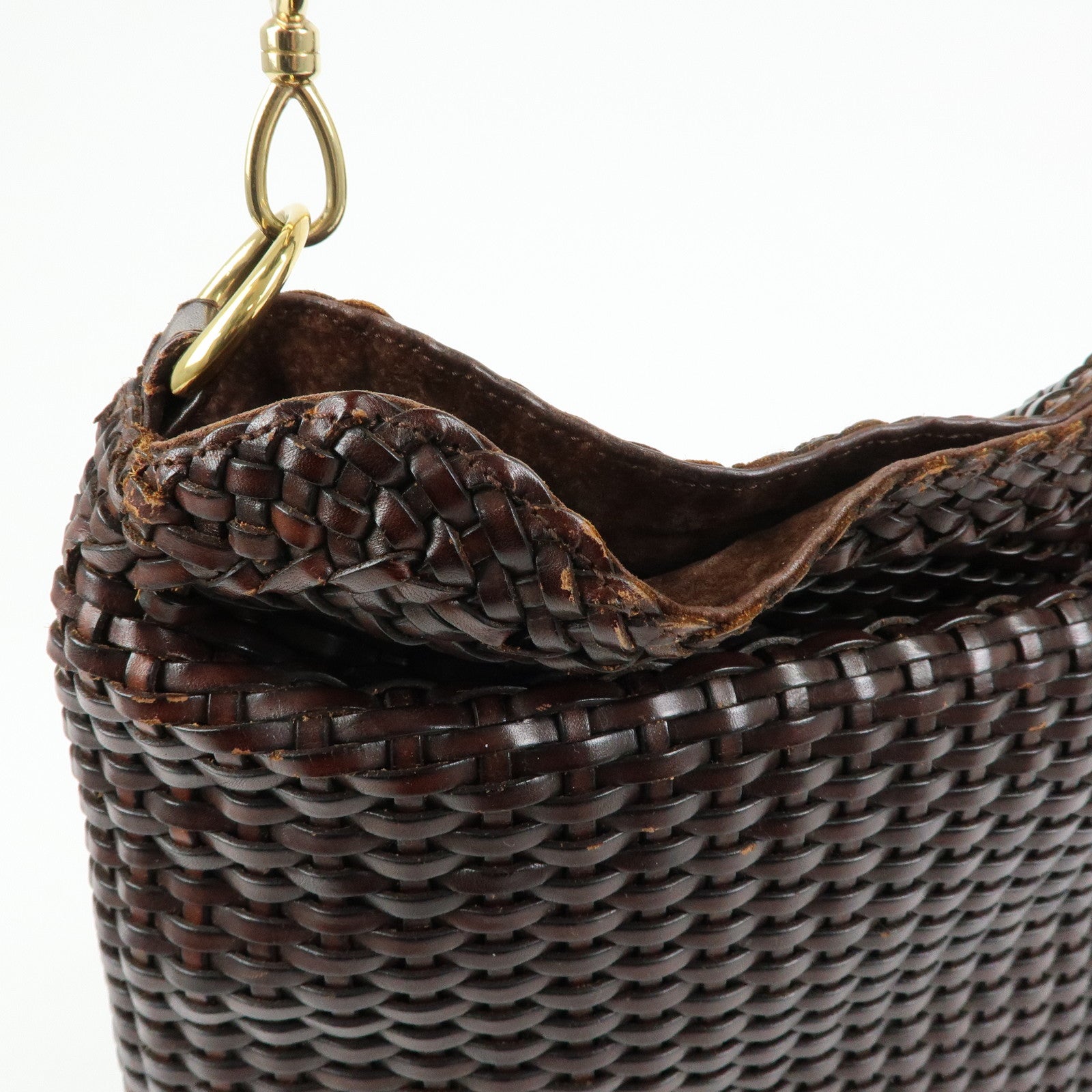 GUCCI Bamboo Leather 2Way Bag Hand Bag Shoulder Bag Brown 001.2404
