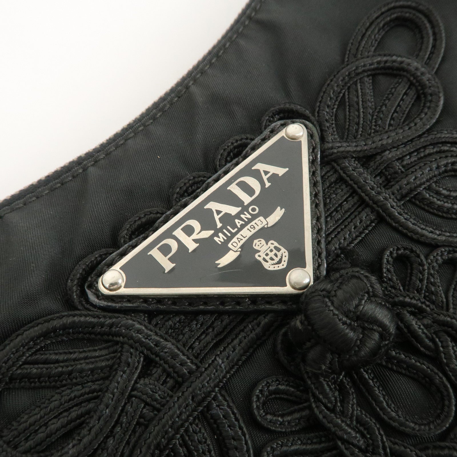 PRADA Triangle Logo Leather Nylon Shoulder Bag Hand Bag Black Used