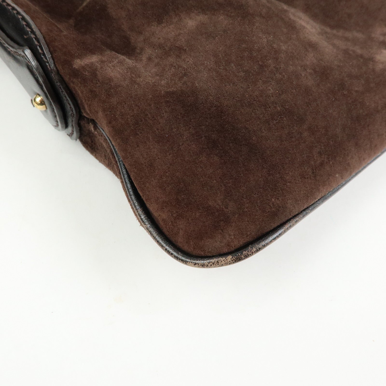 FENDI Suede Leather Shoulder Bag Hand Bag Brown 8BR343