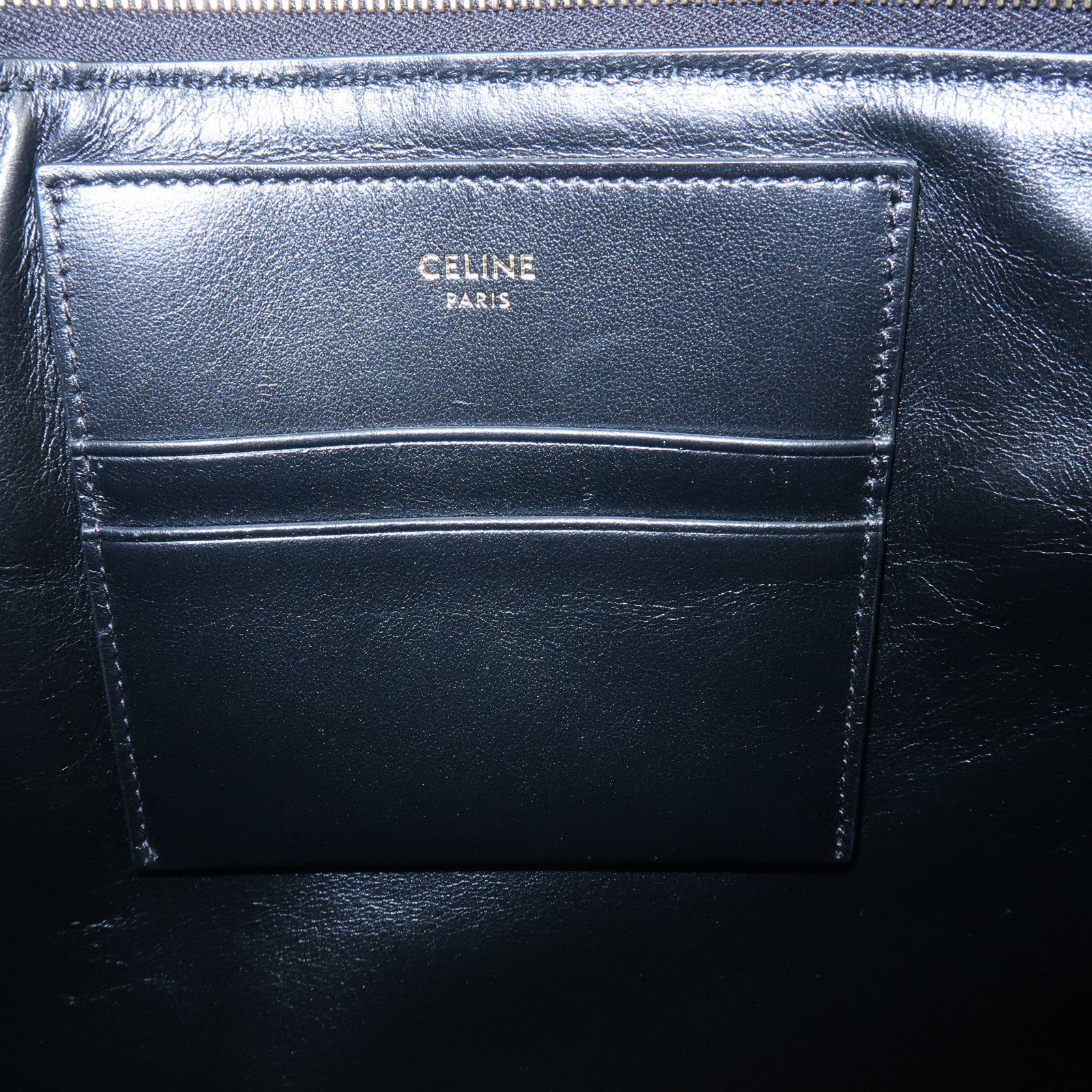 CELINE C Charm Leather Clutch Bag Pouch Black
