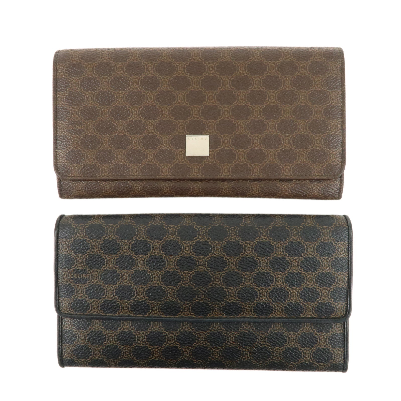 Celine Macadam Set of 2 PVC Long Wallet Brown Black
