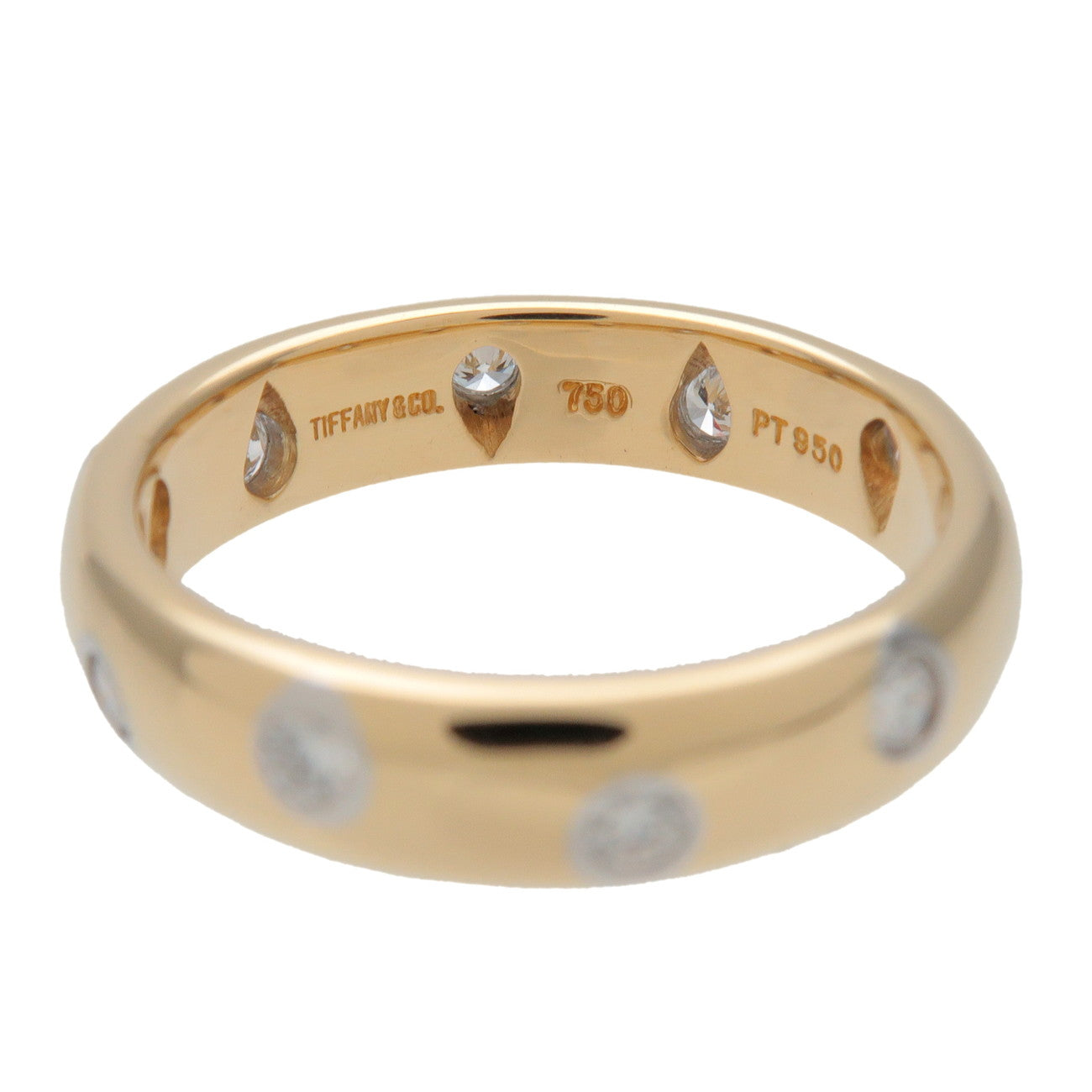 Tiffany&Co Dots Ring K18 750YG Yellow Gold Platinum Diamond US4.5