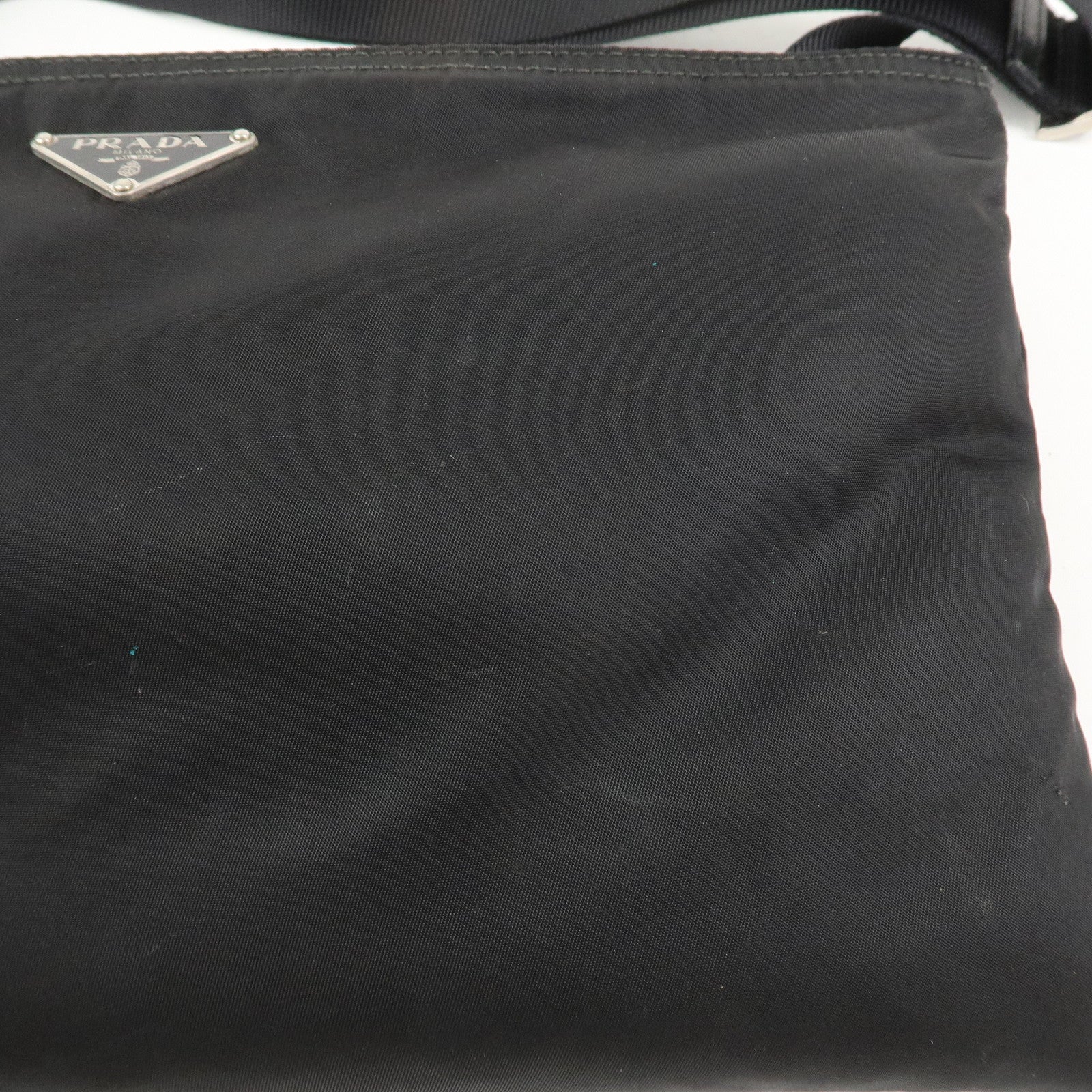 PRADA Triangle Logo Nylon Leather Shoulder Bag Crossbody Bag black