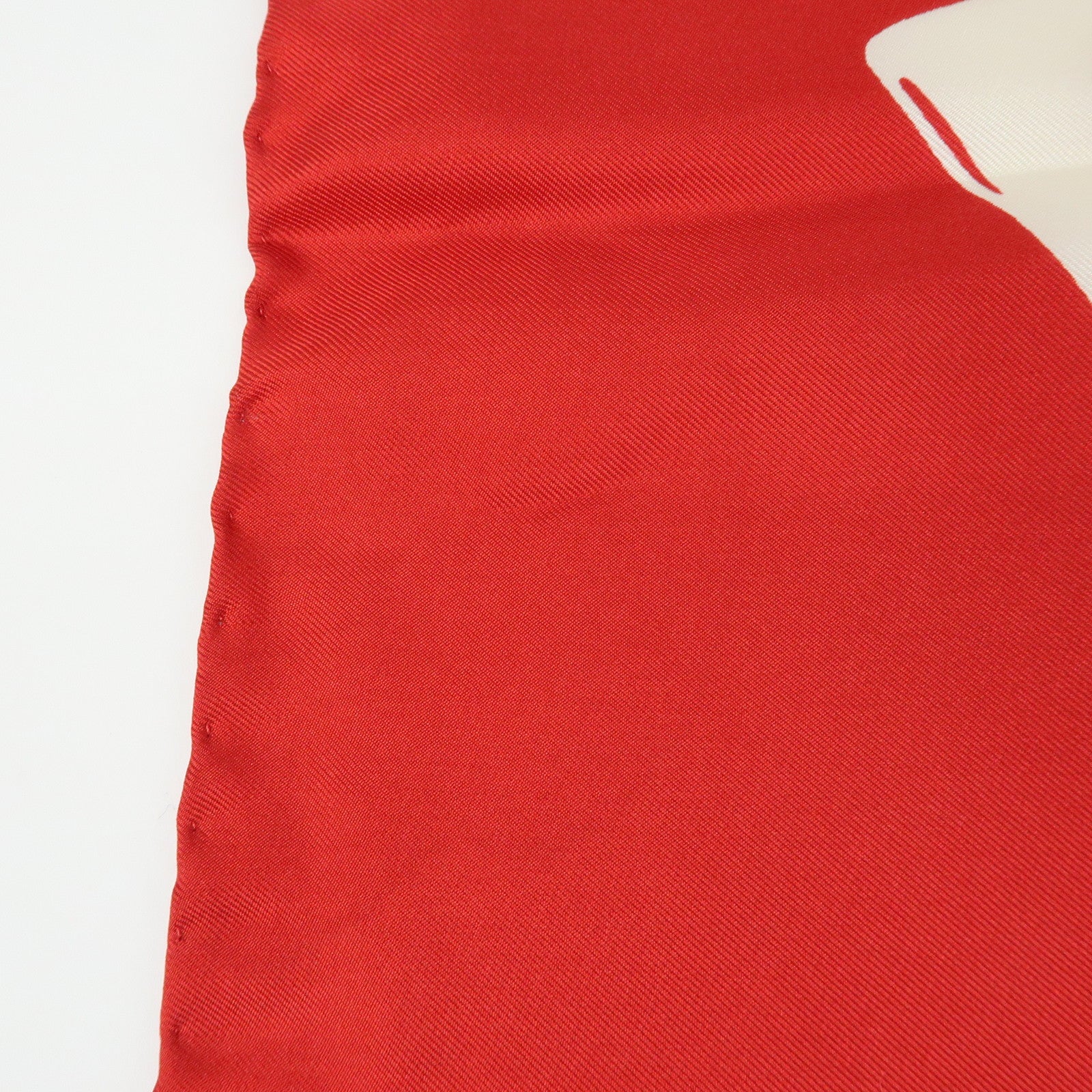 CHANEL Silk 100% Scarf Matelasse Bag Motif Red White