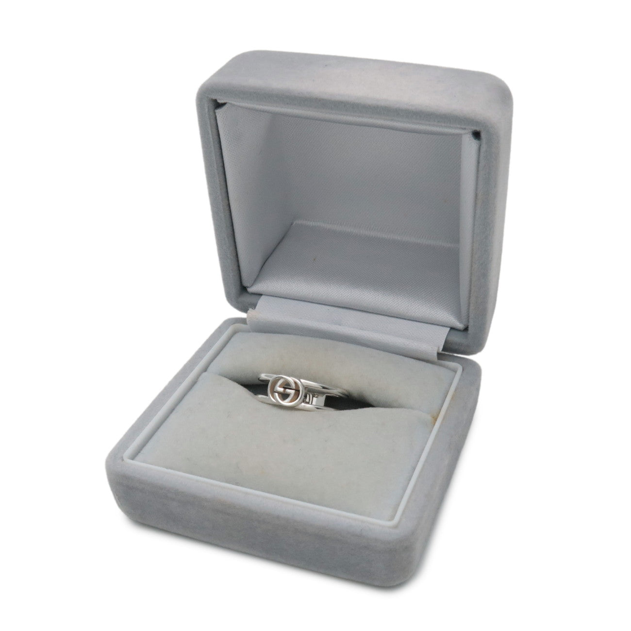 GUCCI Interlocking G Open Band SV925 Ring Silver #12 298036