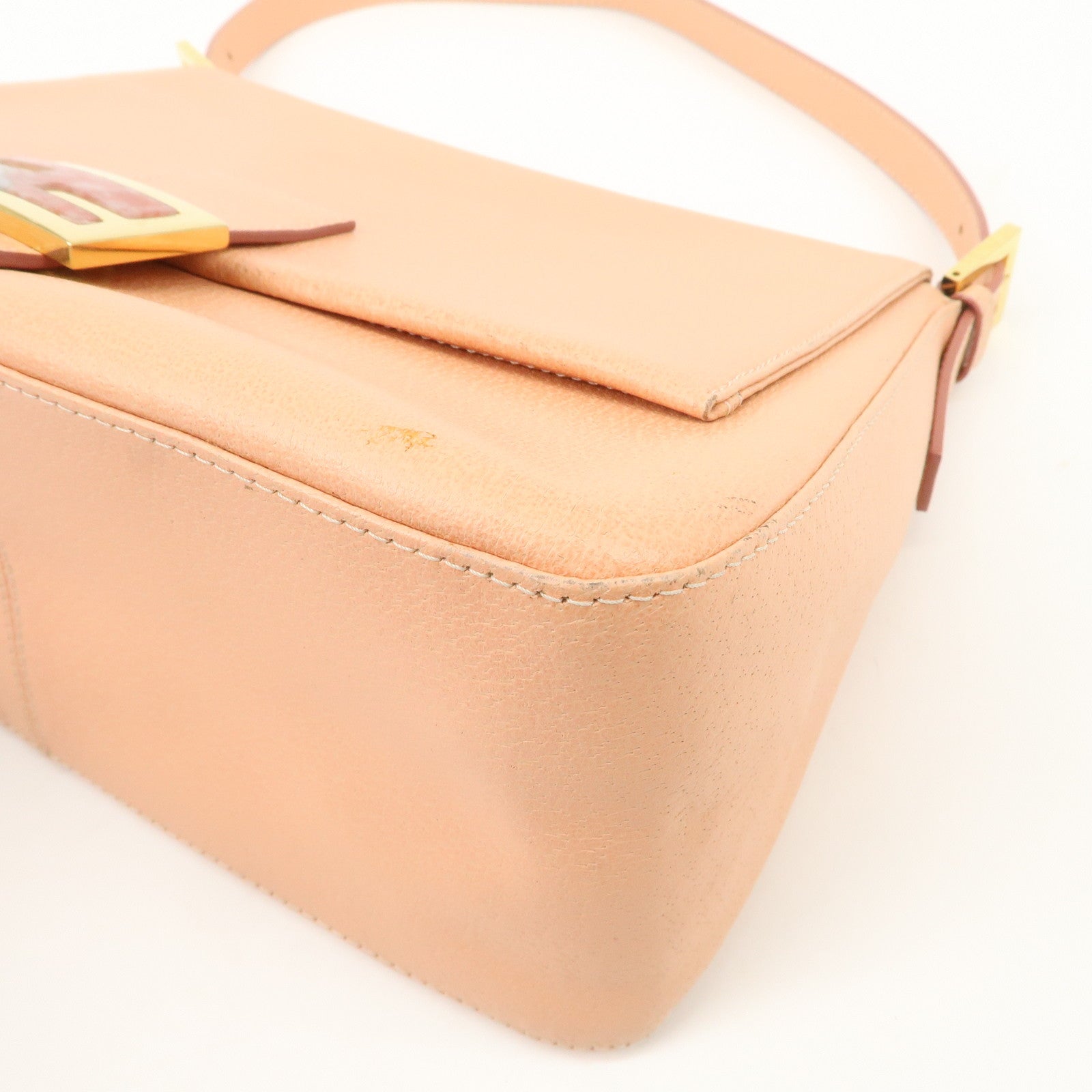 FENDI Mamma Baguette Leather Hand Bag Shoulder Bag Pink 26325