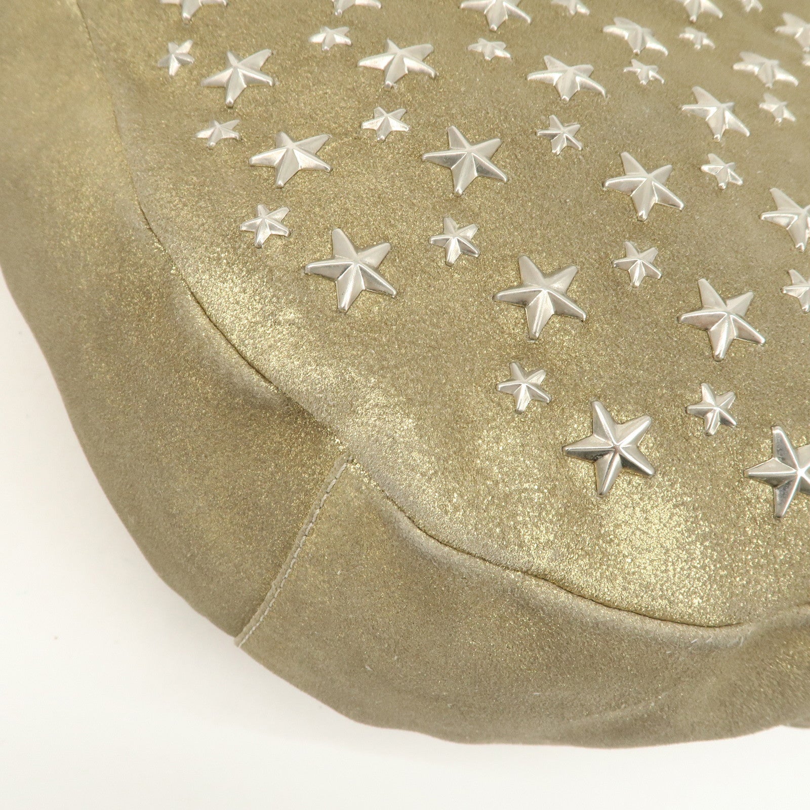 JIMMY CHOO Sky Bag Studs Leather Shoulder Bag Gold