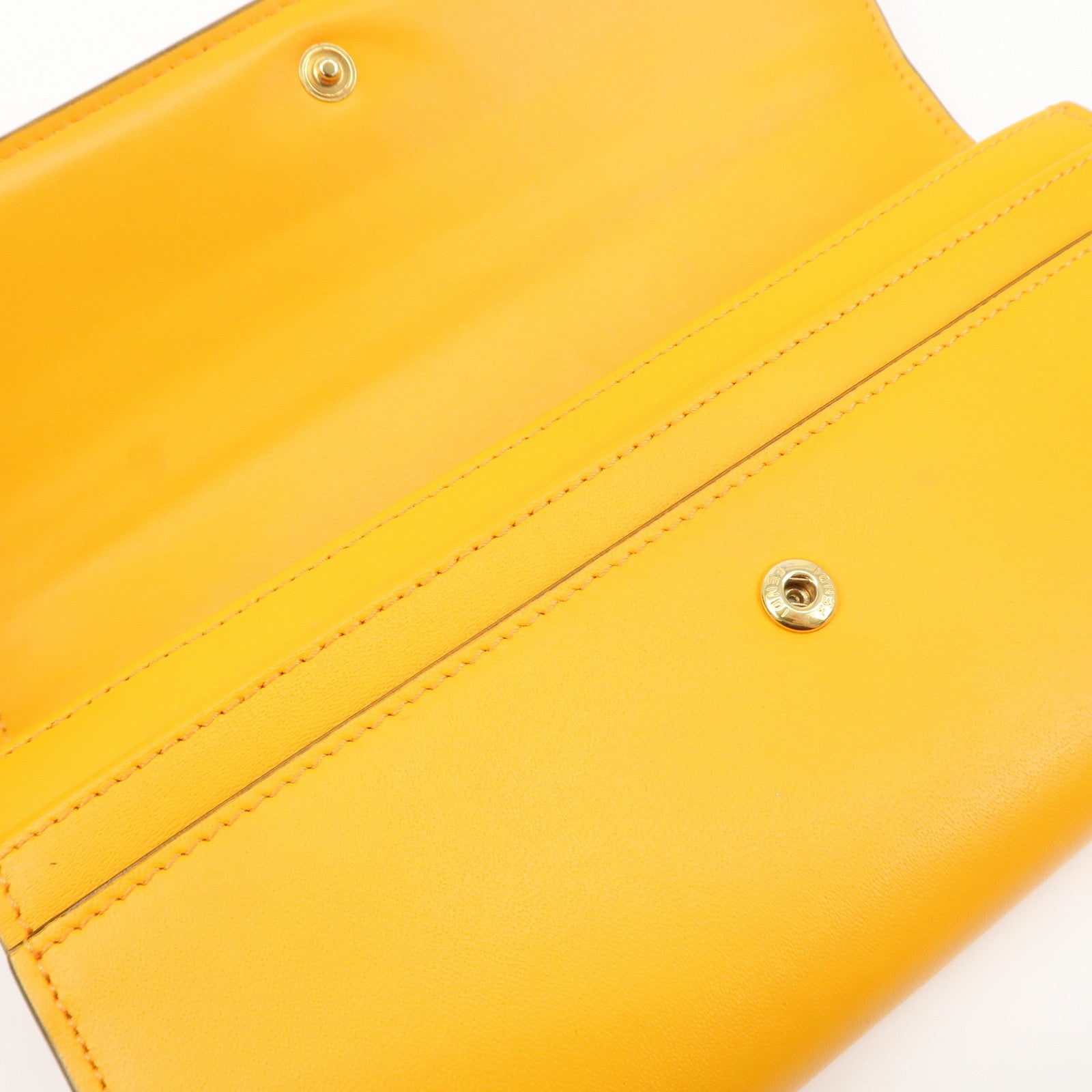 FENDI Logo Leather Long Wallet Orange Gold HDW 8M0251