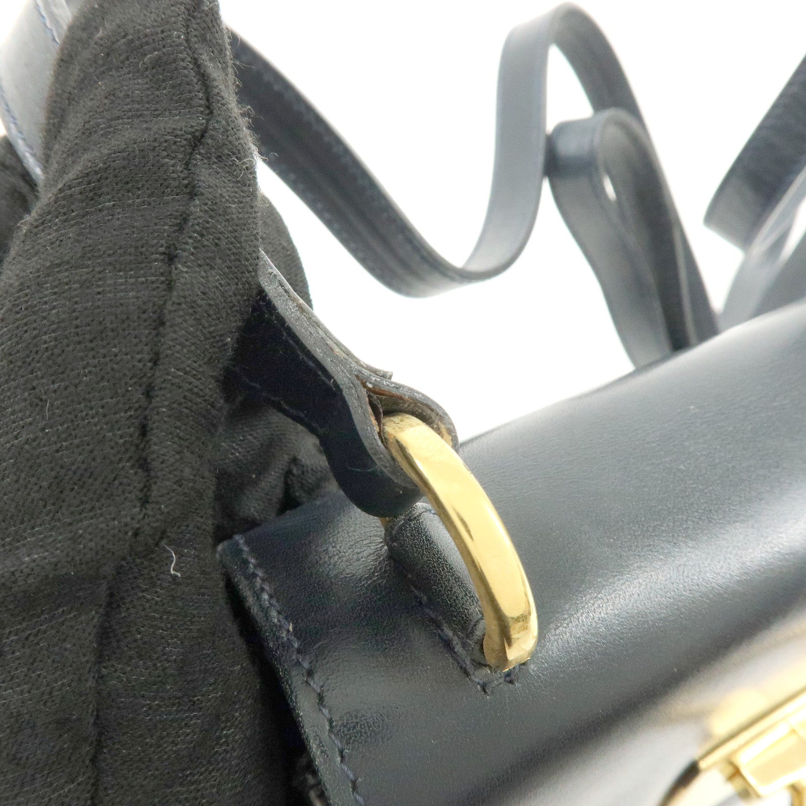 Ferragamo Gancini Leather Shoulder Bag Crossbody Bag Navy