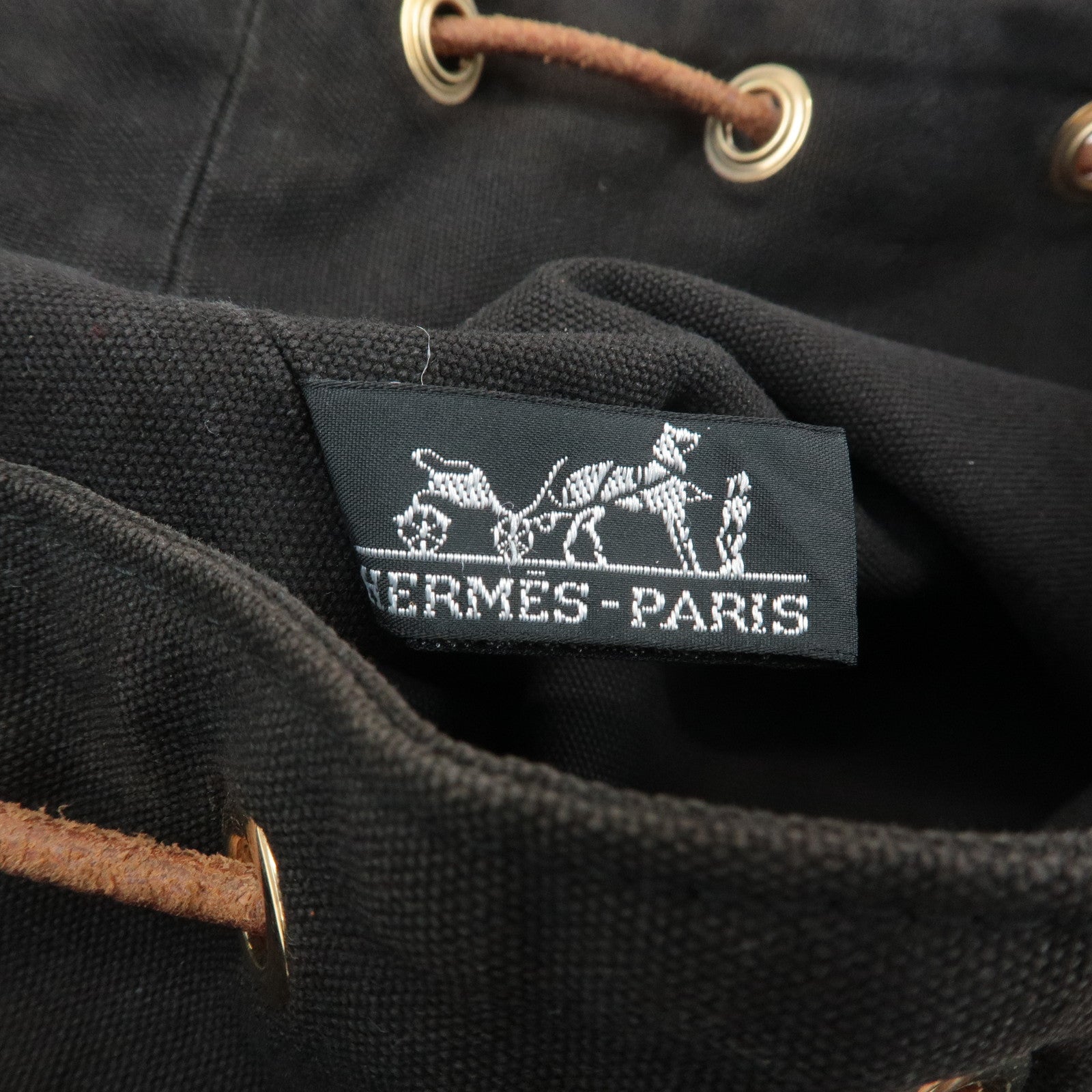 HERMES Canvas Leather Porochon Mimil PM Shoulder Bag Brown Used