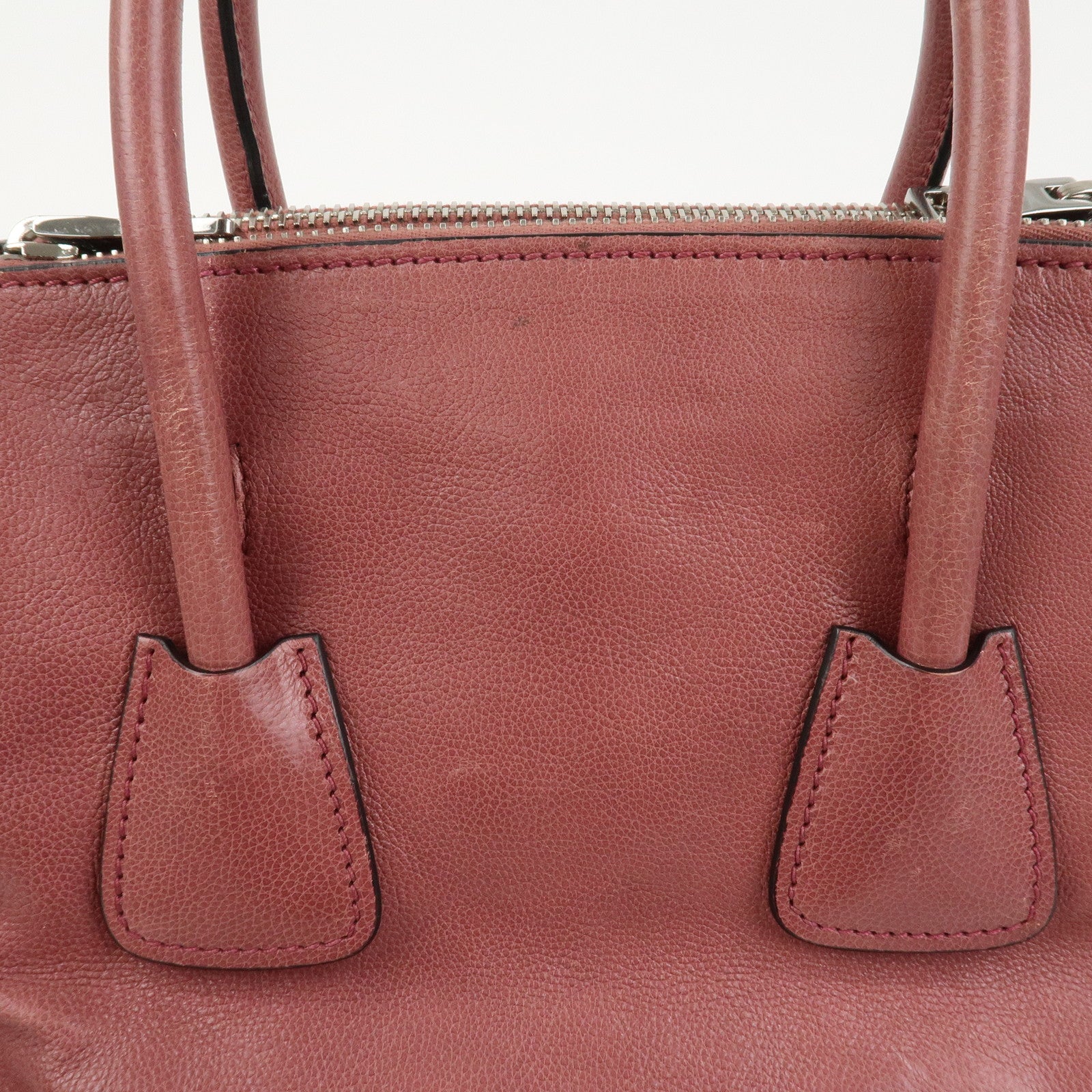 PRADA Triangle Logo Leather 2Way Bag Tote Bag Hand Bag Pink B2625M