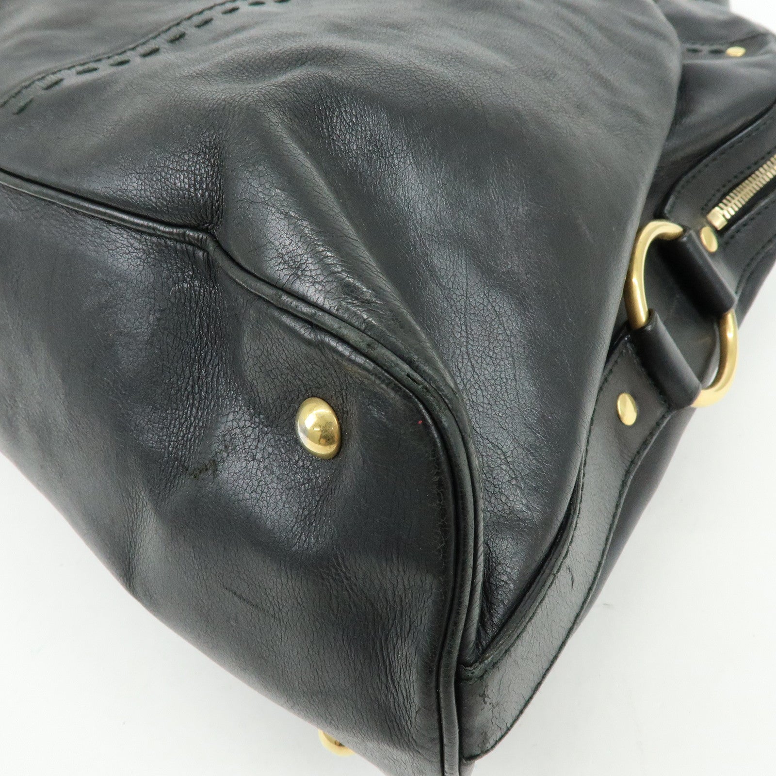 SAINT LAURENT PARIS MUSE Leather Hand Bag Shoulder Bag Black 153959