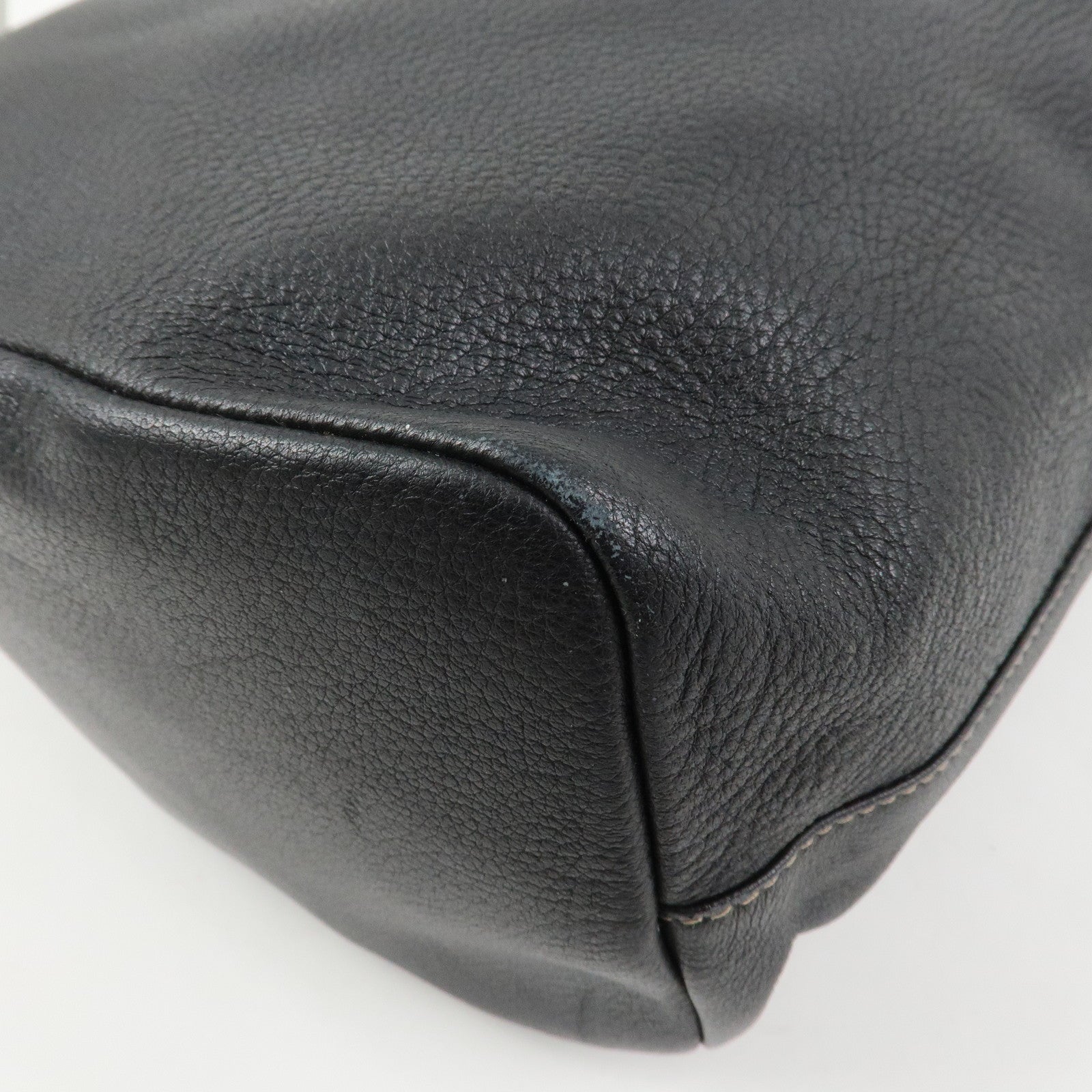 FENDI Logo Leather Backpack Rucksack Black 26063