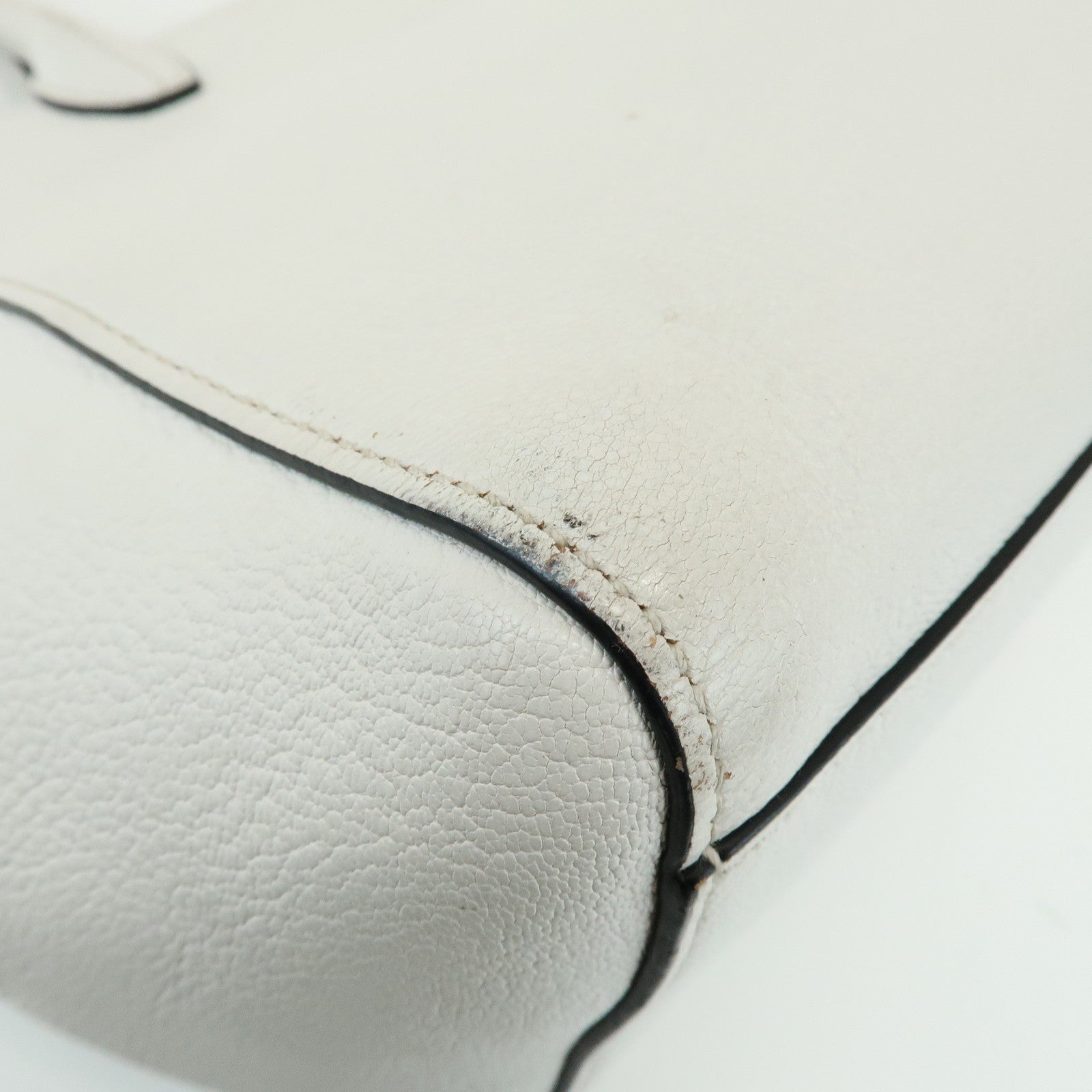 MIU MIU Madras Leather 2Way Bag Hand Bag Shoulder Bag White