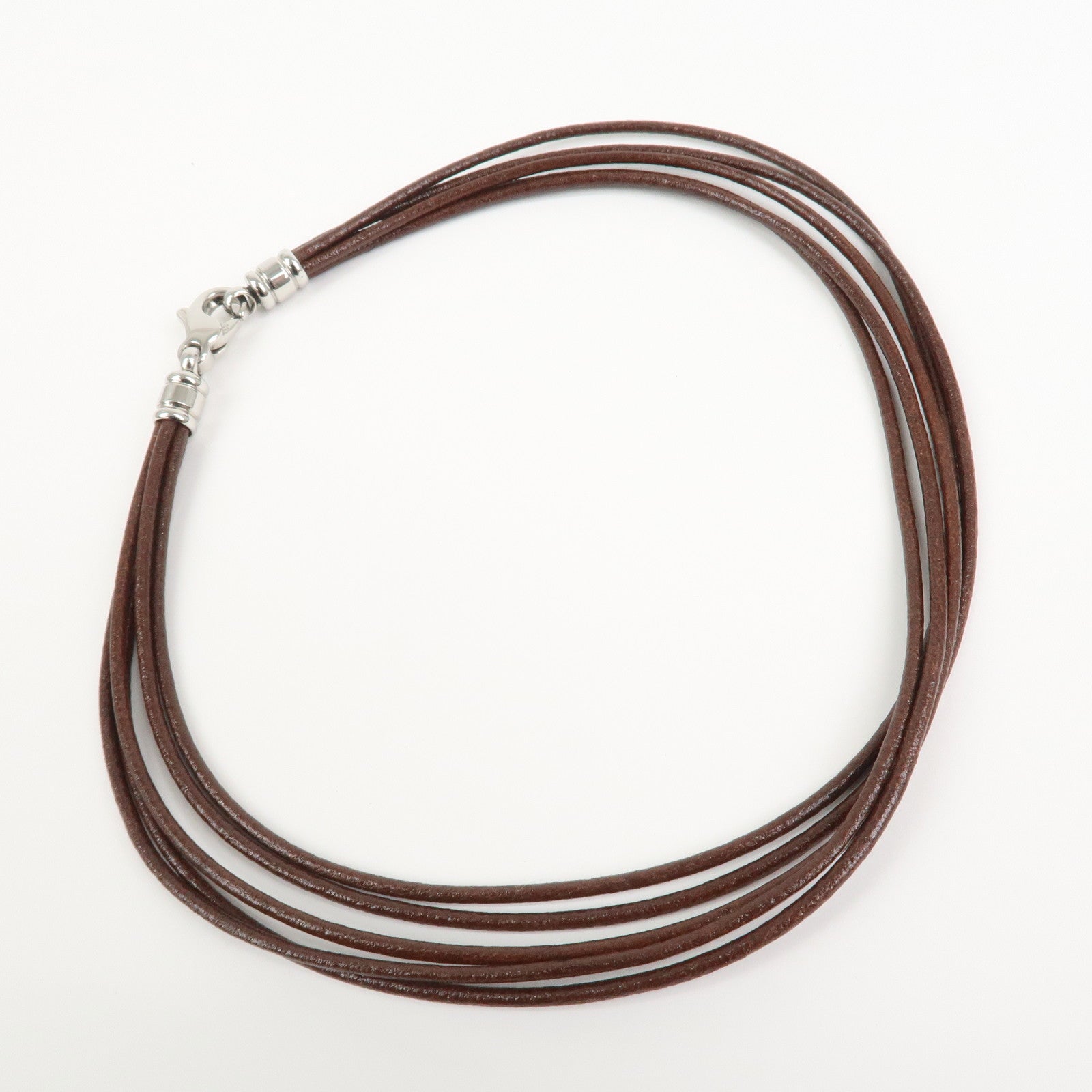 BVLGARI Five Strand Logo Choker Necklace Brown