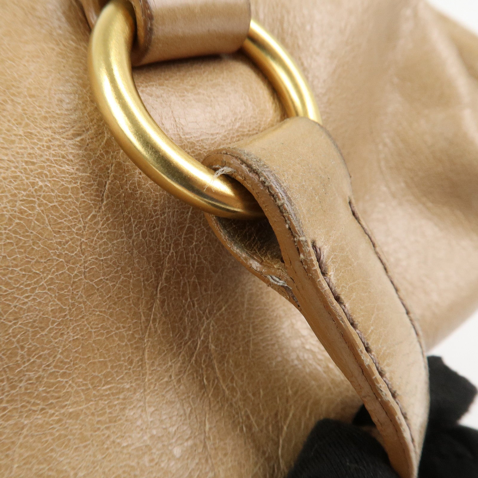 MIU MIU Side Ribbon Leather 2Way Hand Shoulder Bag Brown RT0438