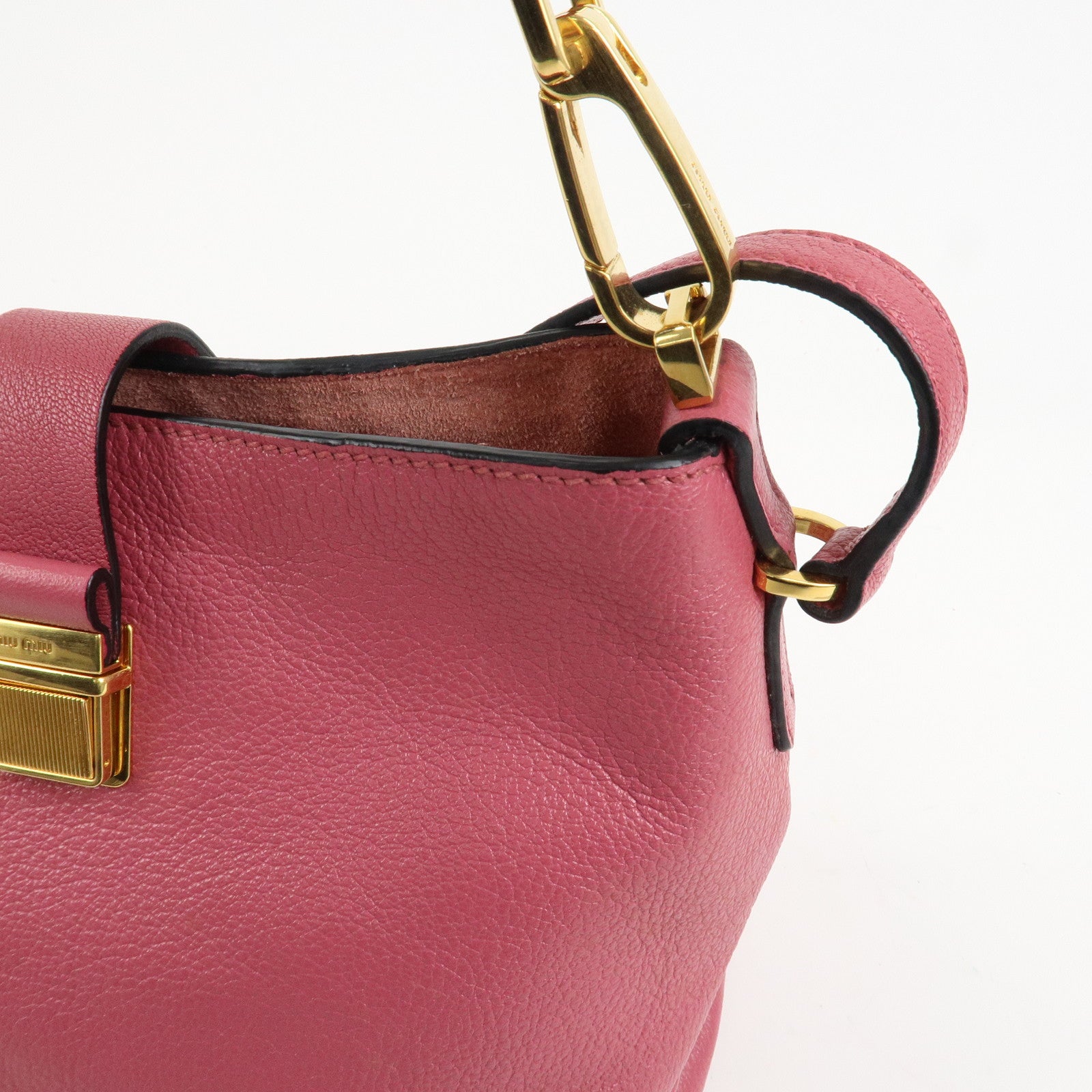 MIU MIU Madras 2Way Bag Hand Bag Shoulder Bag Pink RR1951