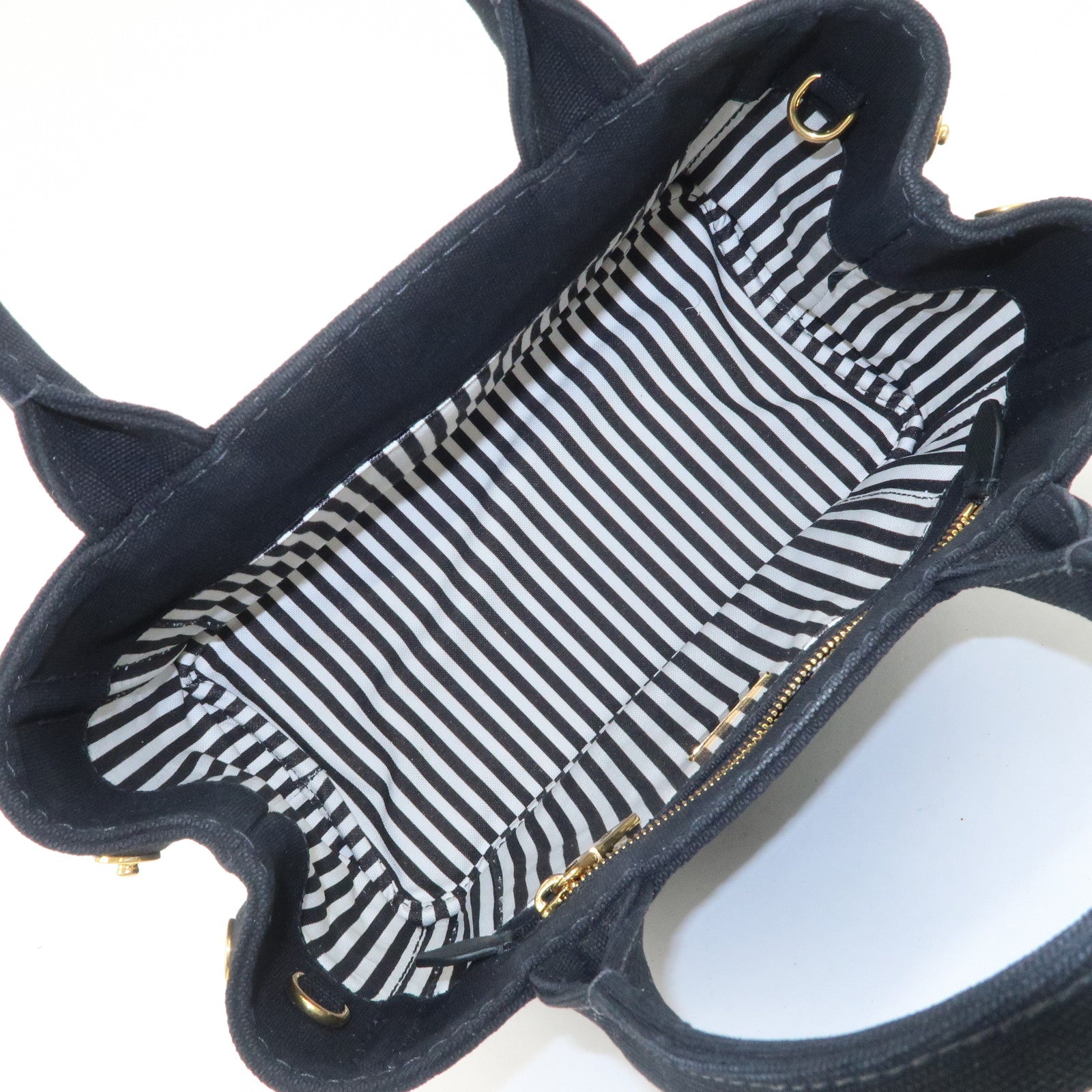 PRADA Canapa Mini Canvas 2Way Hand Bag Tote Bag Black 1BG439 Used