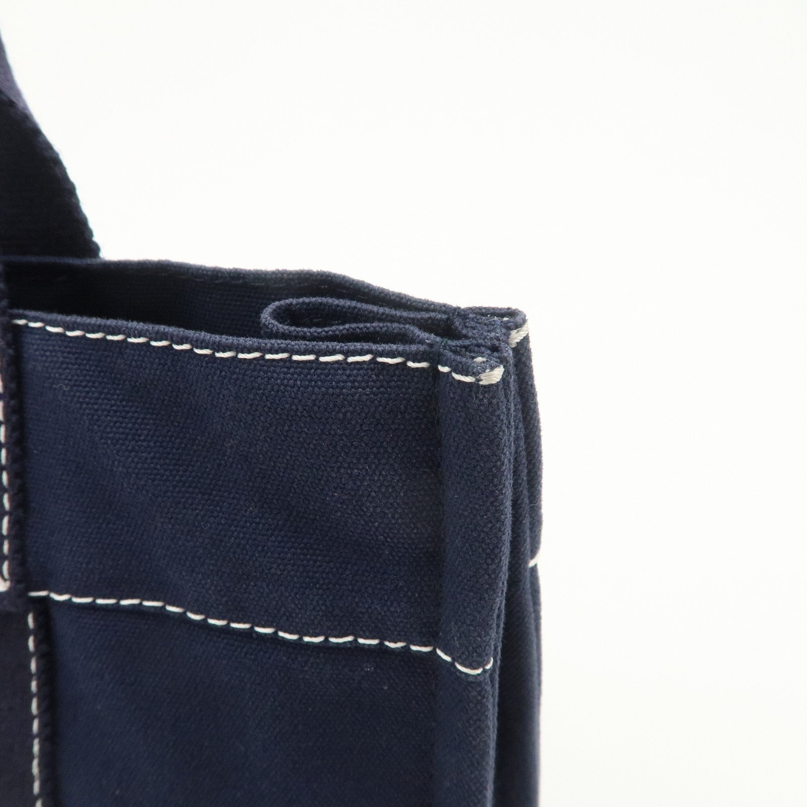 HERMES Deauville PM Cotton Tote Bag Hand Bag Navy