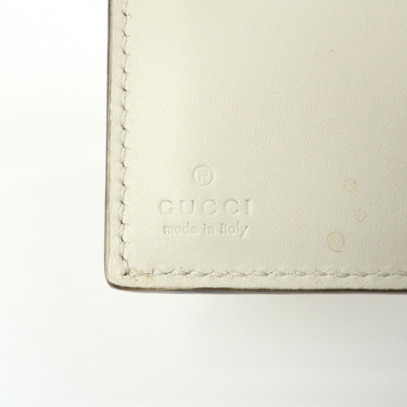 GUCCI Sherry Silvie Leather Tri-fold Compact Wallet Ivory 476081