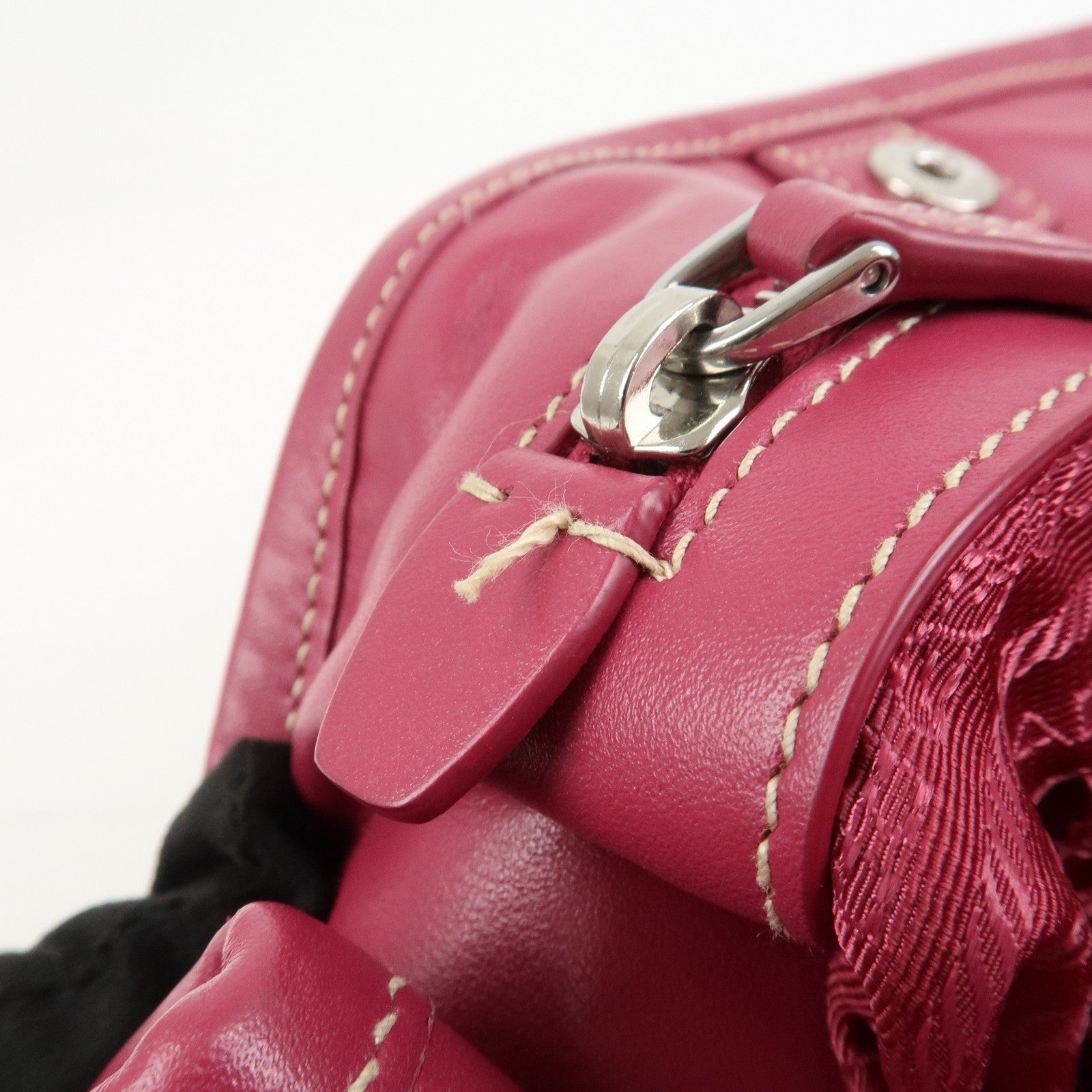 PRADA Logo Nylon Leather 2Way Bag Tote Bag Shoulder Bag Pink BN1841