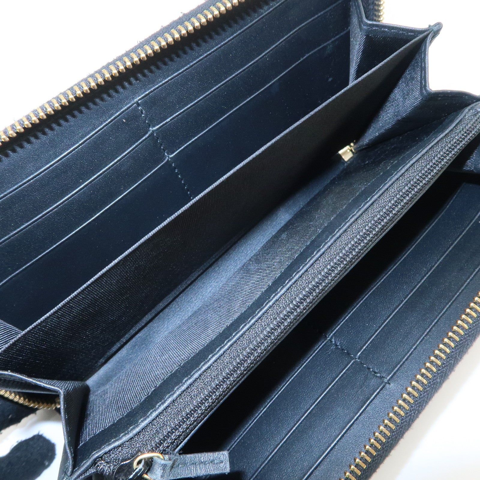 GUCCI GG Supreme Leather Round Zippy Wallet Black Beige 410102 Used