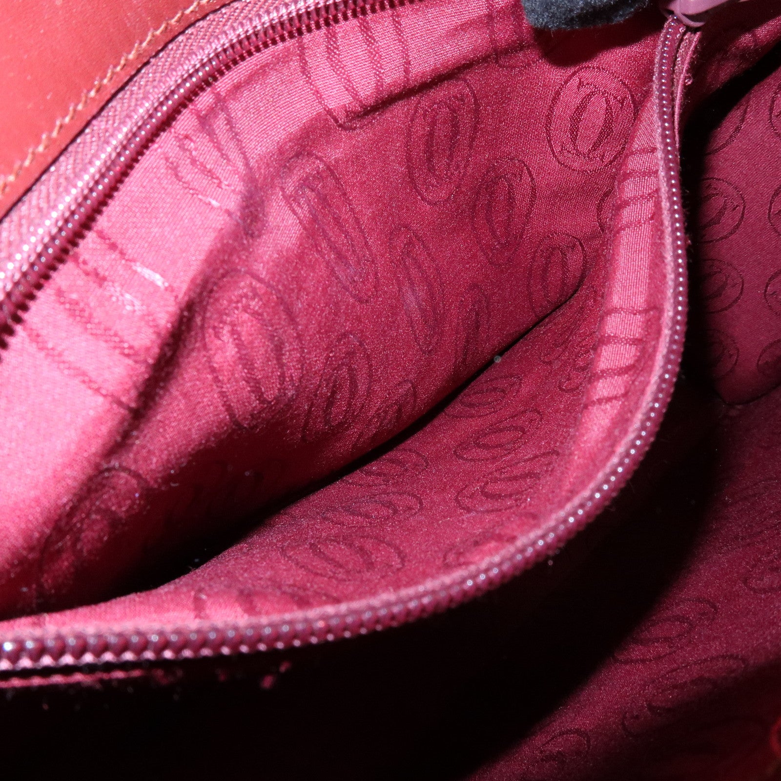 Cartier Must de Cartier Calf Skin Hand Bag Tote Bag Bordeaux