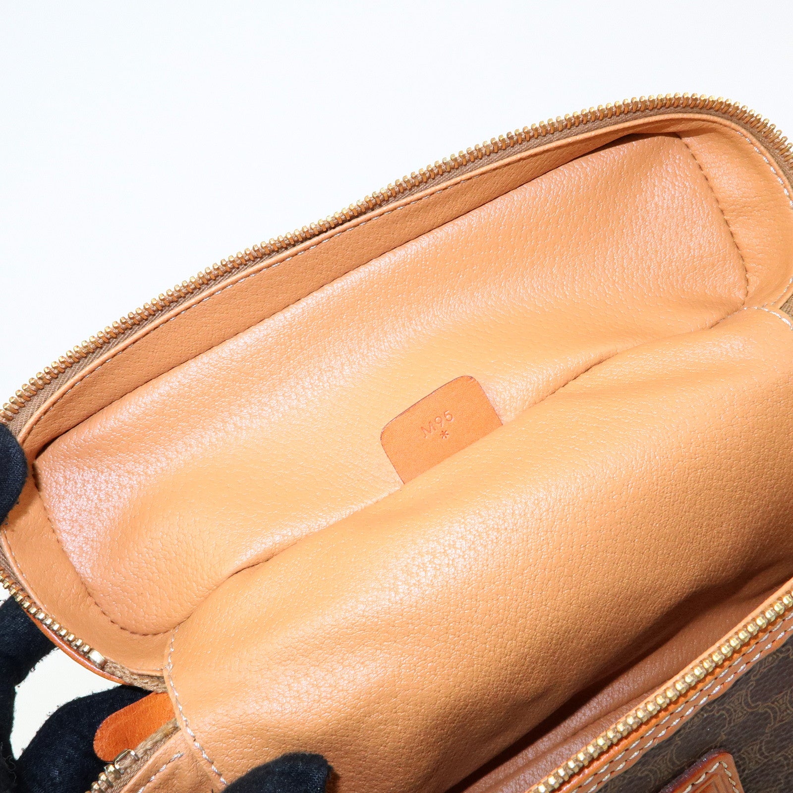 CELINE Macadam PVC Leather Hand Bag Pouch Cosmetic Pouch Brown
