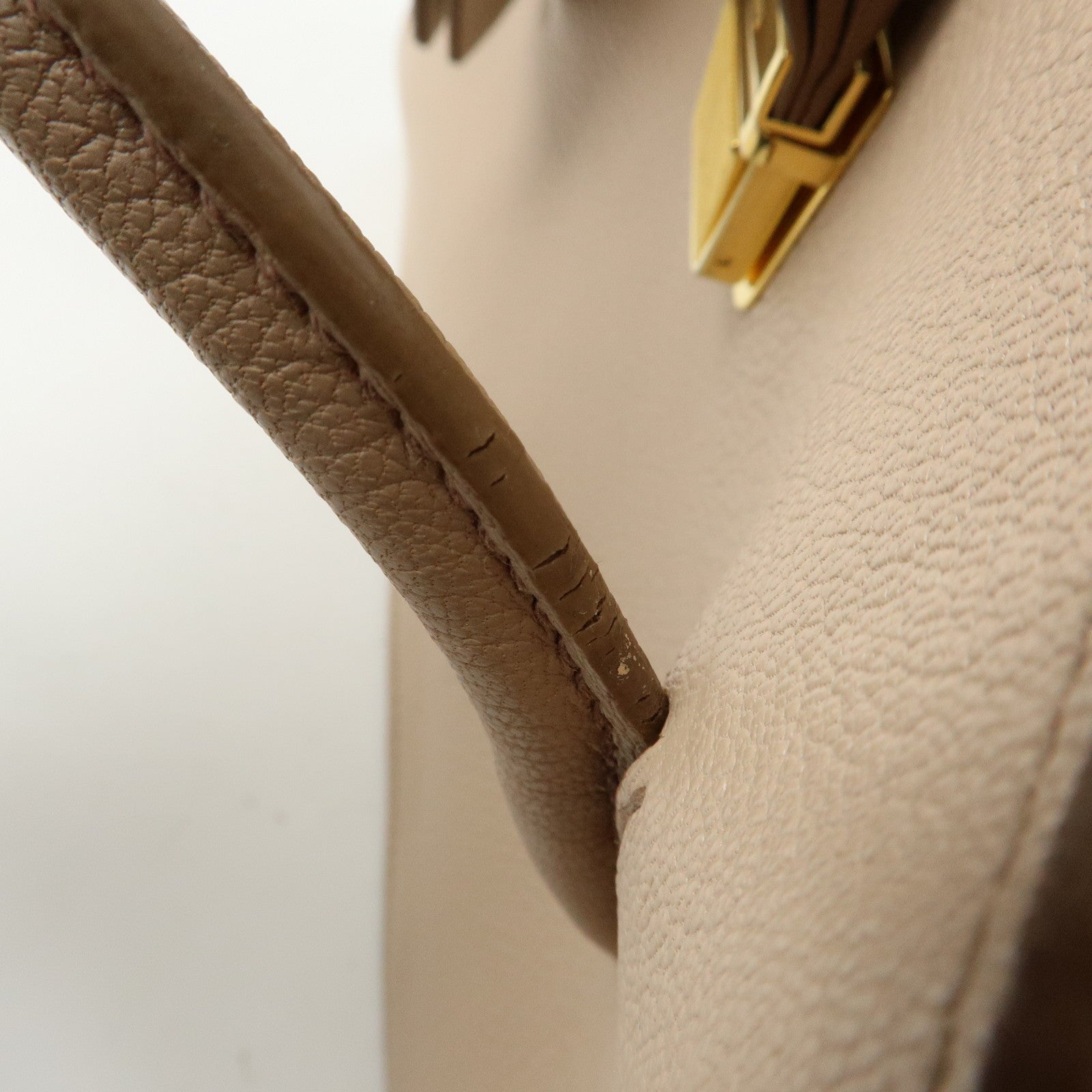 MIU MIU Madras Leather 2Way Bag Hand Bag Shoulder Bag Beige