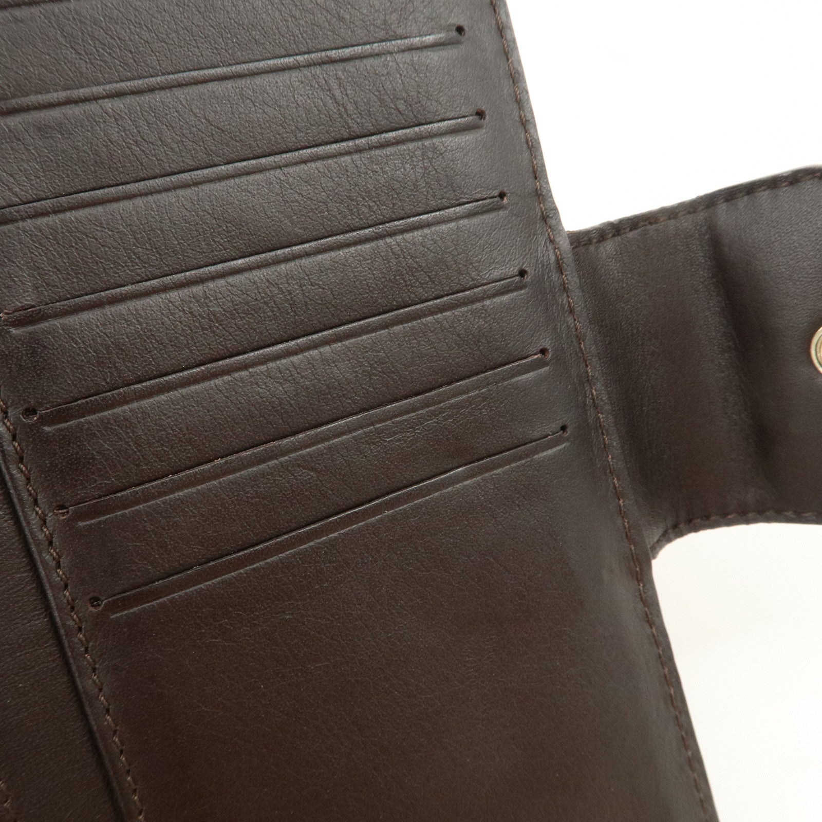 CELINE Macadam Canvas Leather Flap Long Wallet Brown