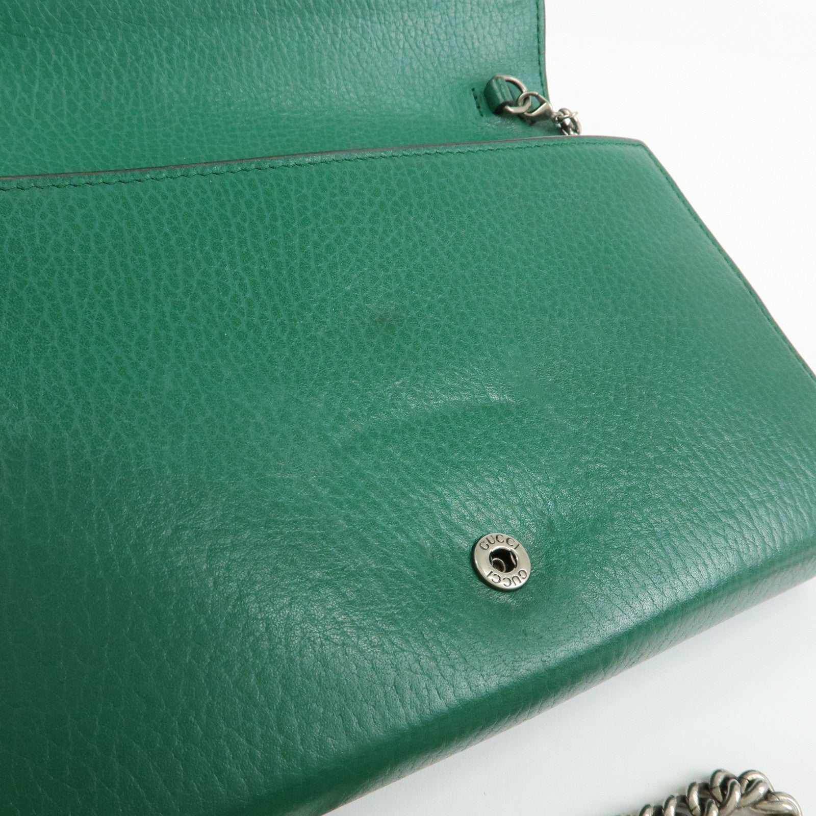 GUCCI Dionysus Leather Chain Wallet Shoulder Bag Green 401231