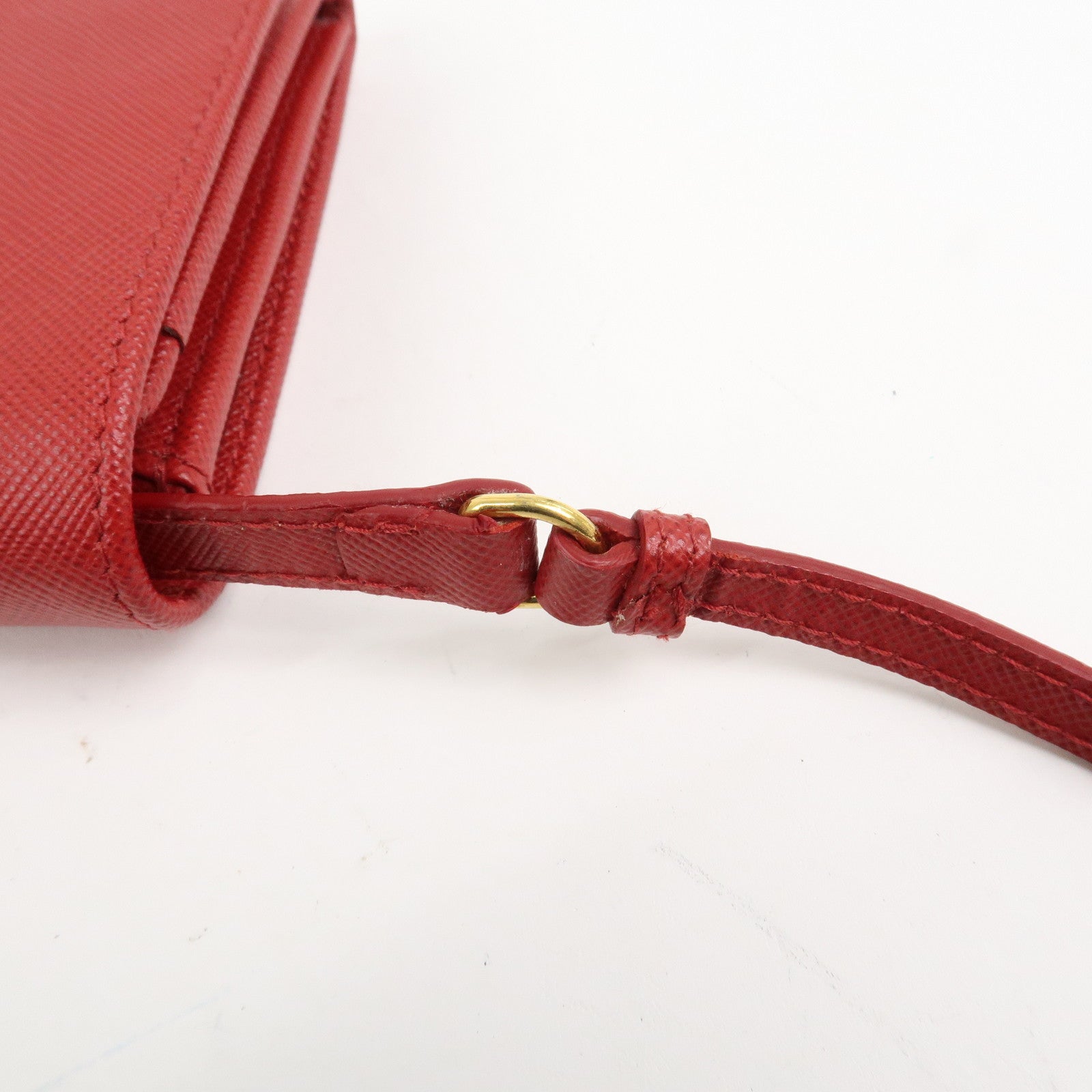 PRADA Saffiano Leather Shoulder Long Wallet Red 1M1437