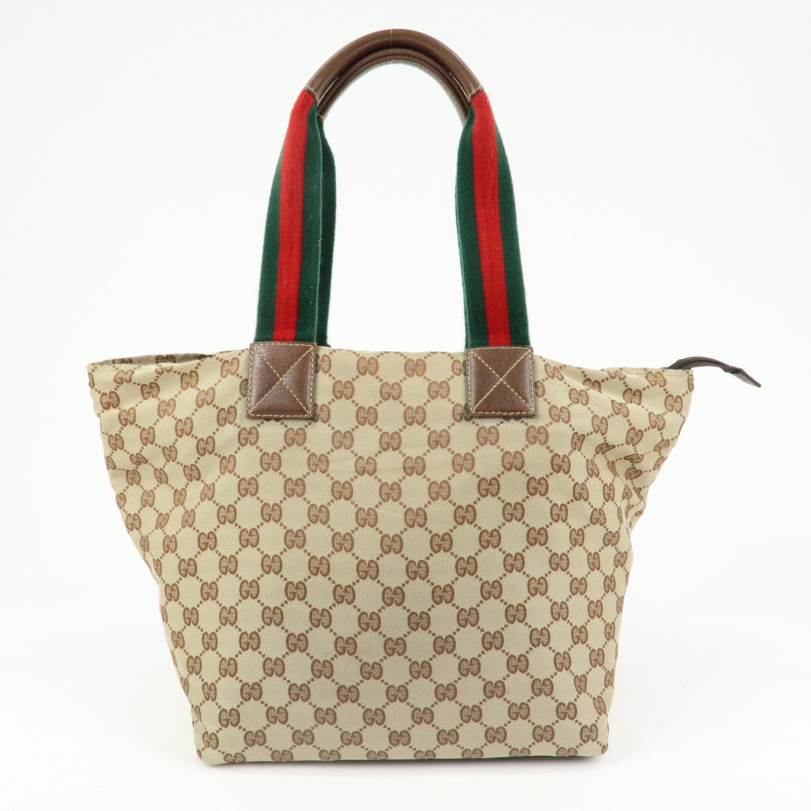 GUCCI Sherry GG Canvas Leather Tote Bag Hand Bag Beige Brown 131231