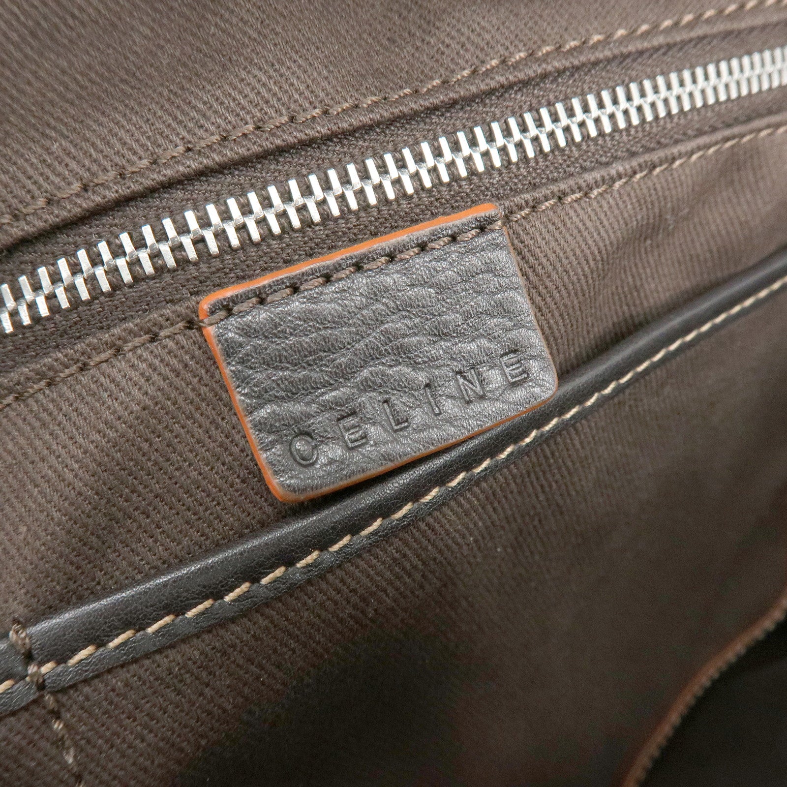 CELINE Macadam Canvas Leather 2Way Bag Boston Bag Brown
