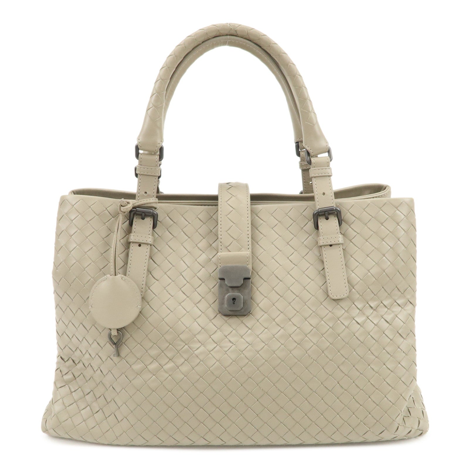 BOTTEGA VENETA Intrecciato Leather Tote Bag Hand Bag Greige
