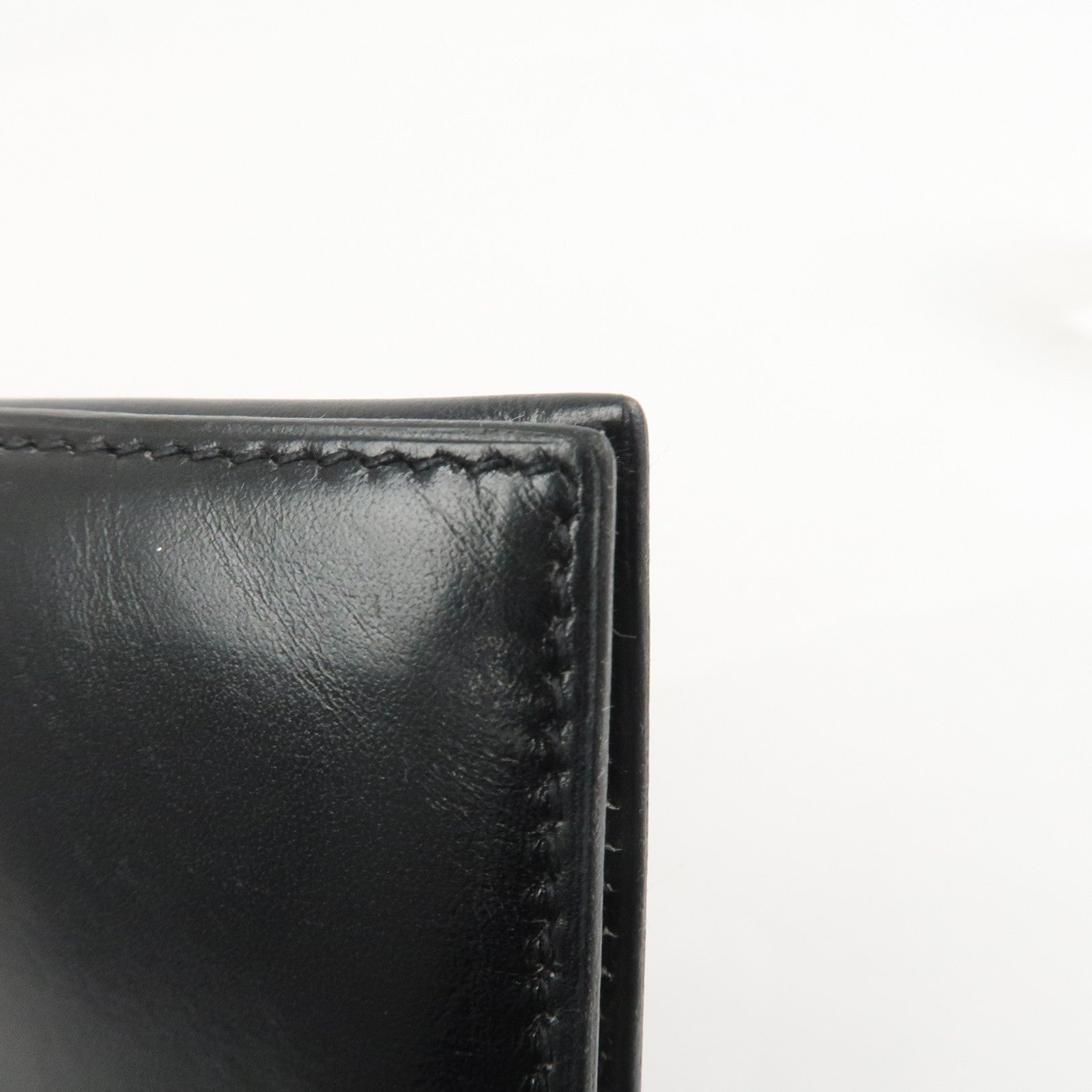 HERMES Bearn Classic Box Calf □E Stamped Bi-Fold Long Wallet Black