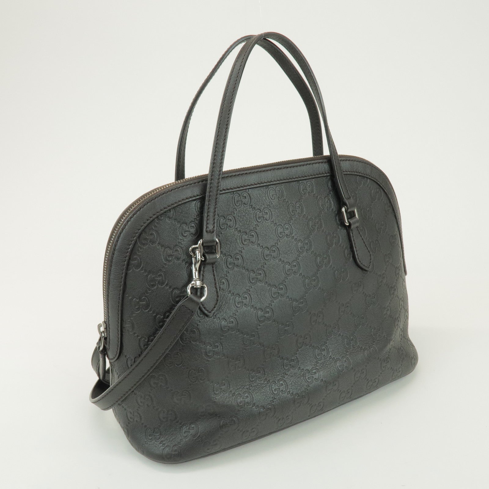 GUCCI Guccissima Leather 2Way Bag Hand Shoulder Bag Black 420023