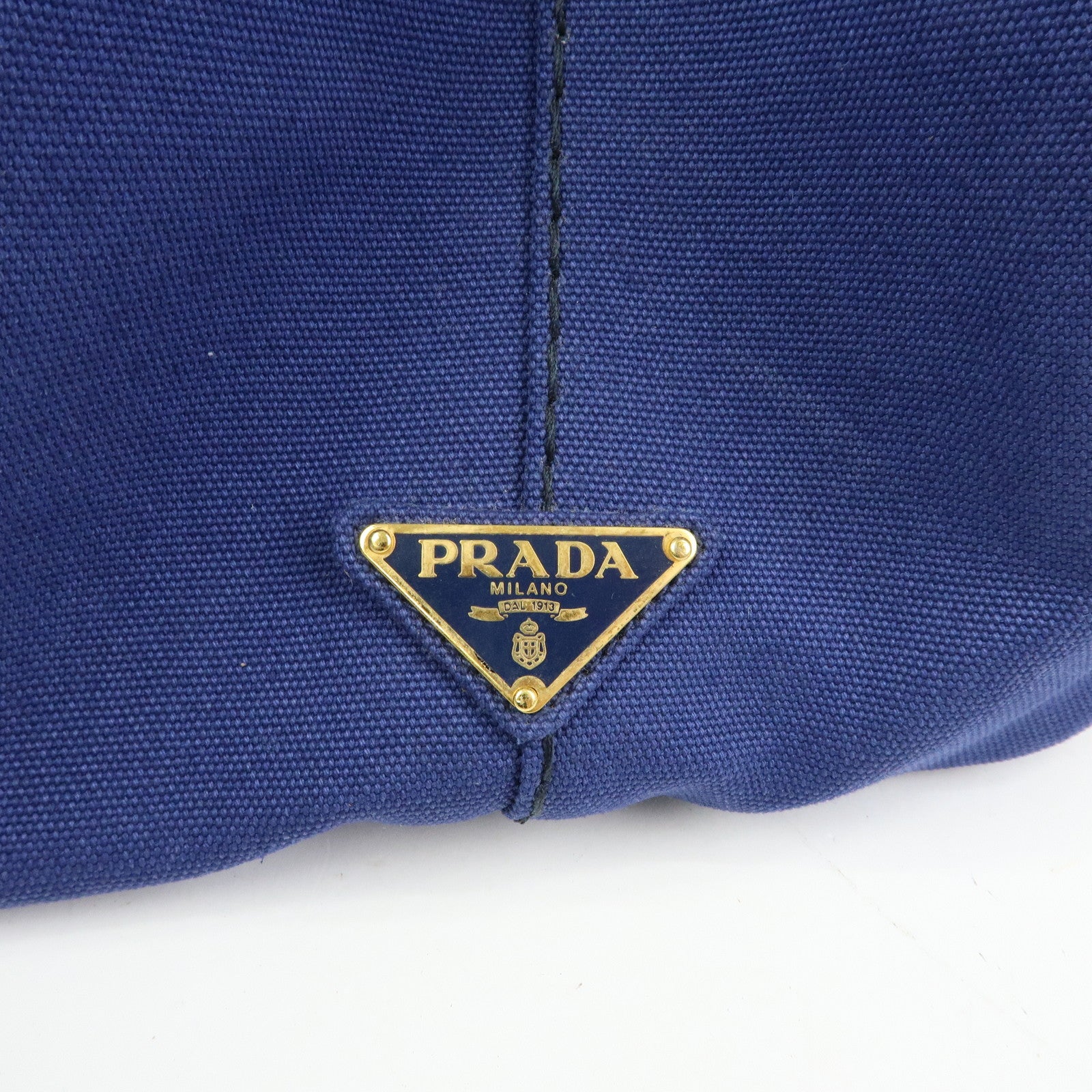 PRADA Triangle Logo Canapa Canvas 2Way Tote Hand Bag Blue BN2642