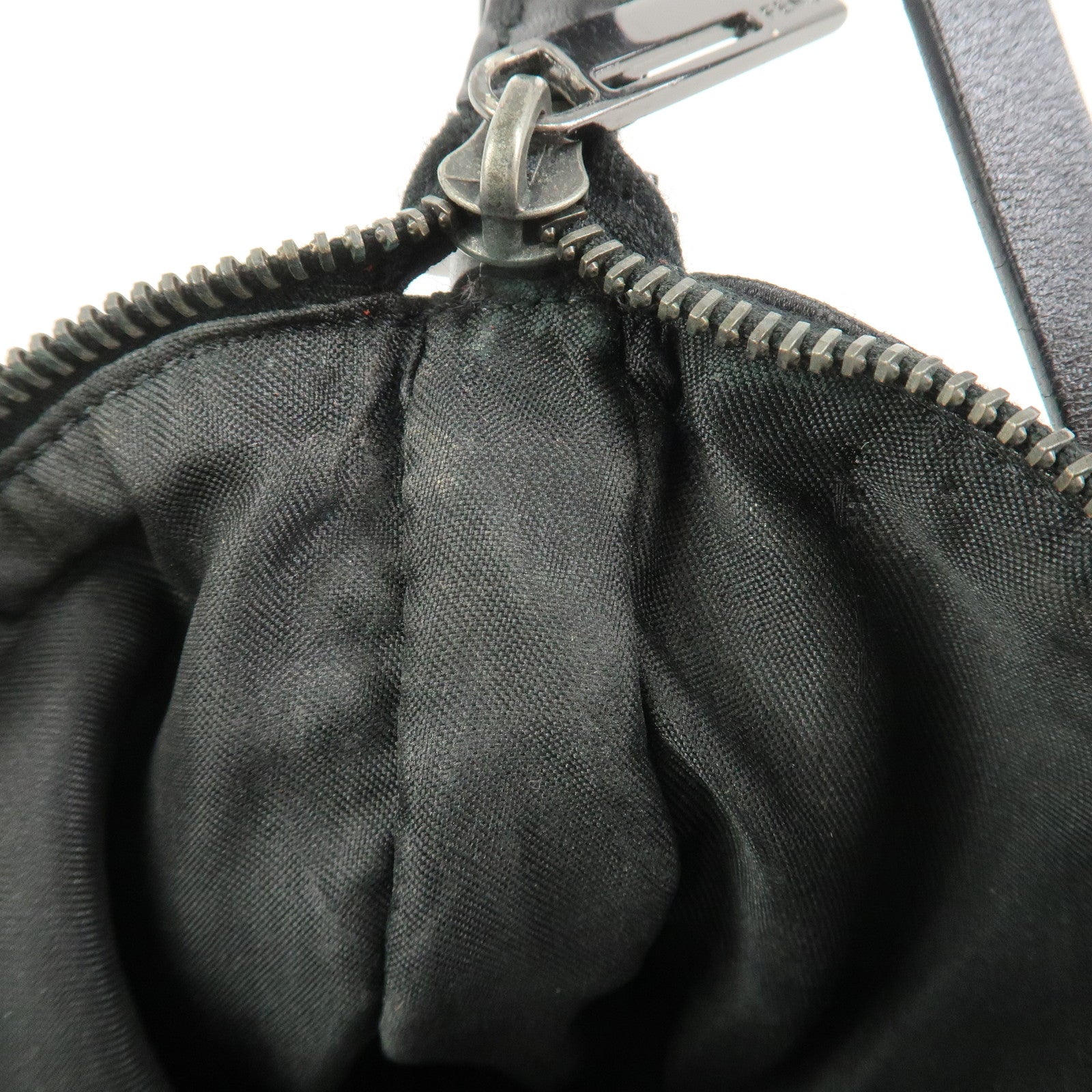 FENDI Zucchino Canvas Leather Shoulder Bag Hand Bag Black