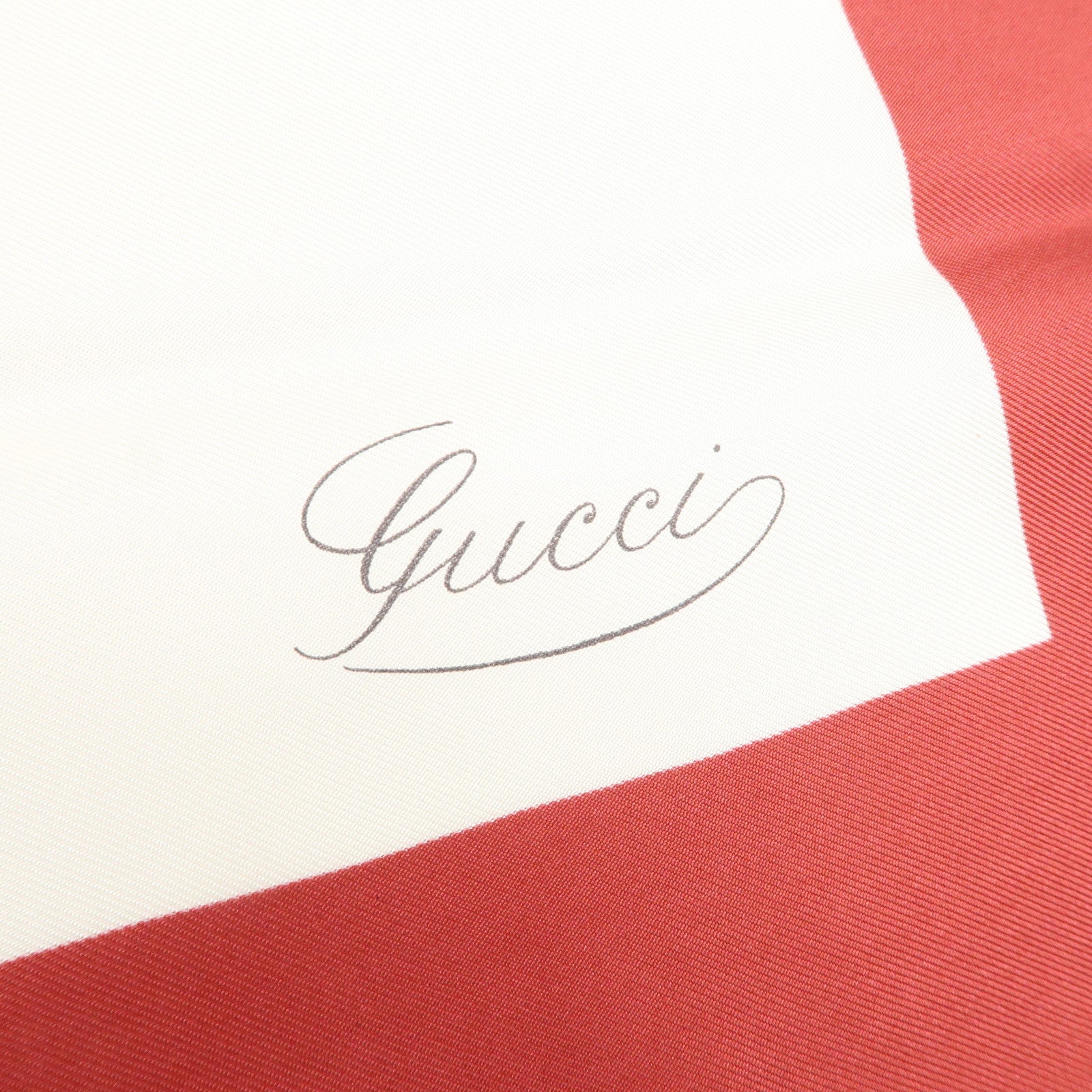 GUCCI Logo Silk 100% Scarf Red Flora Multicolor