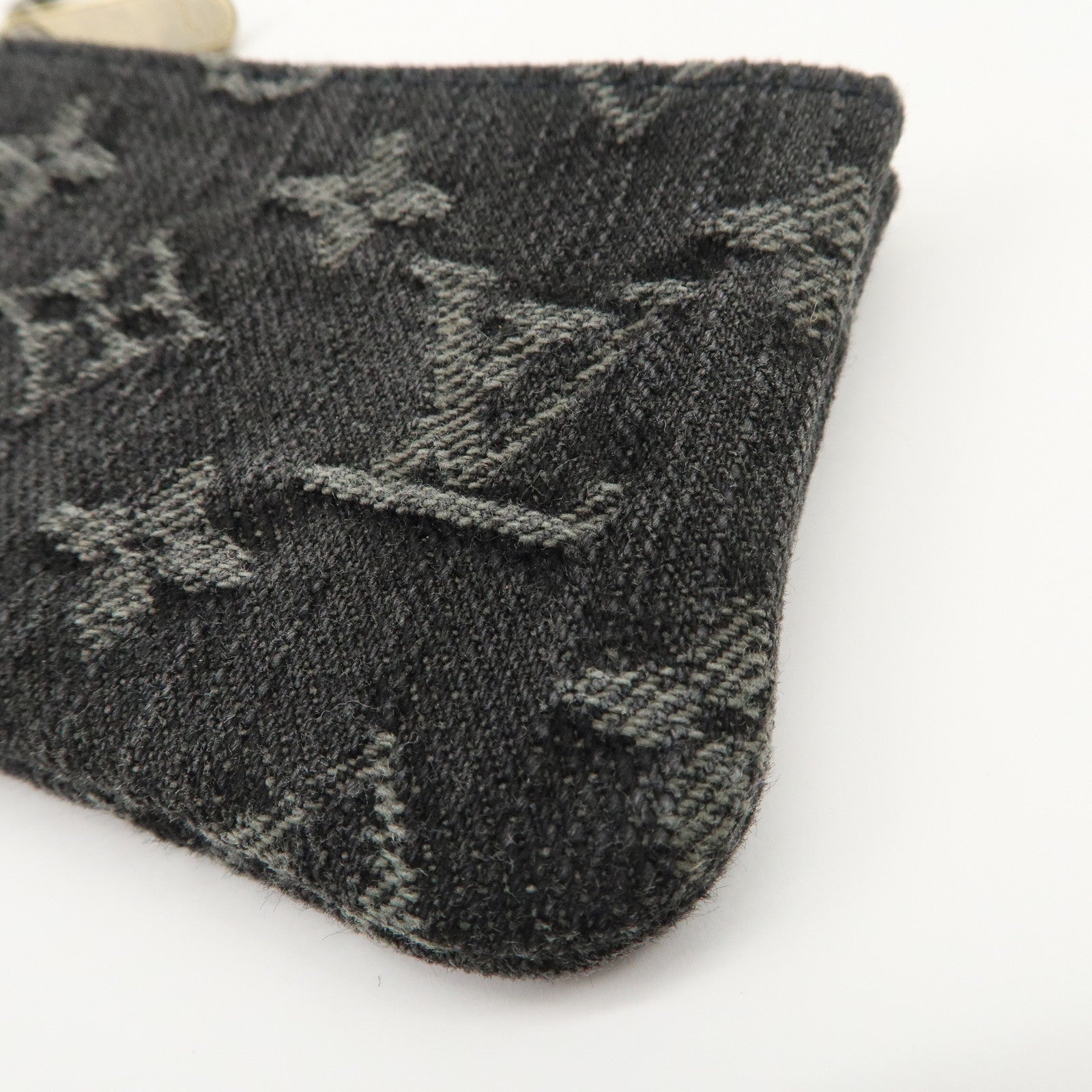 Louis Vuitton Monogram Denim Pochette Cles Coin Case Black M95616