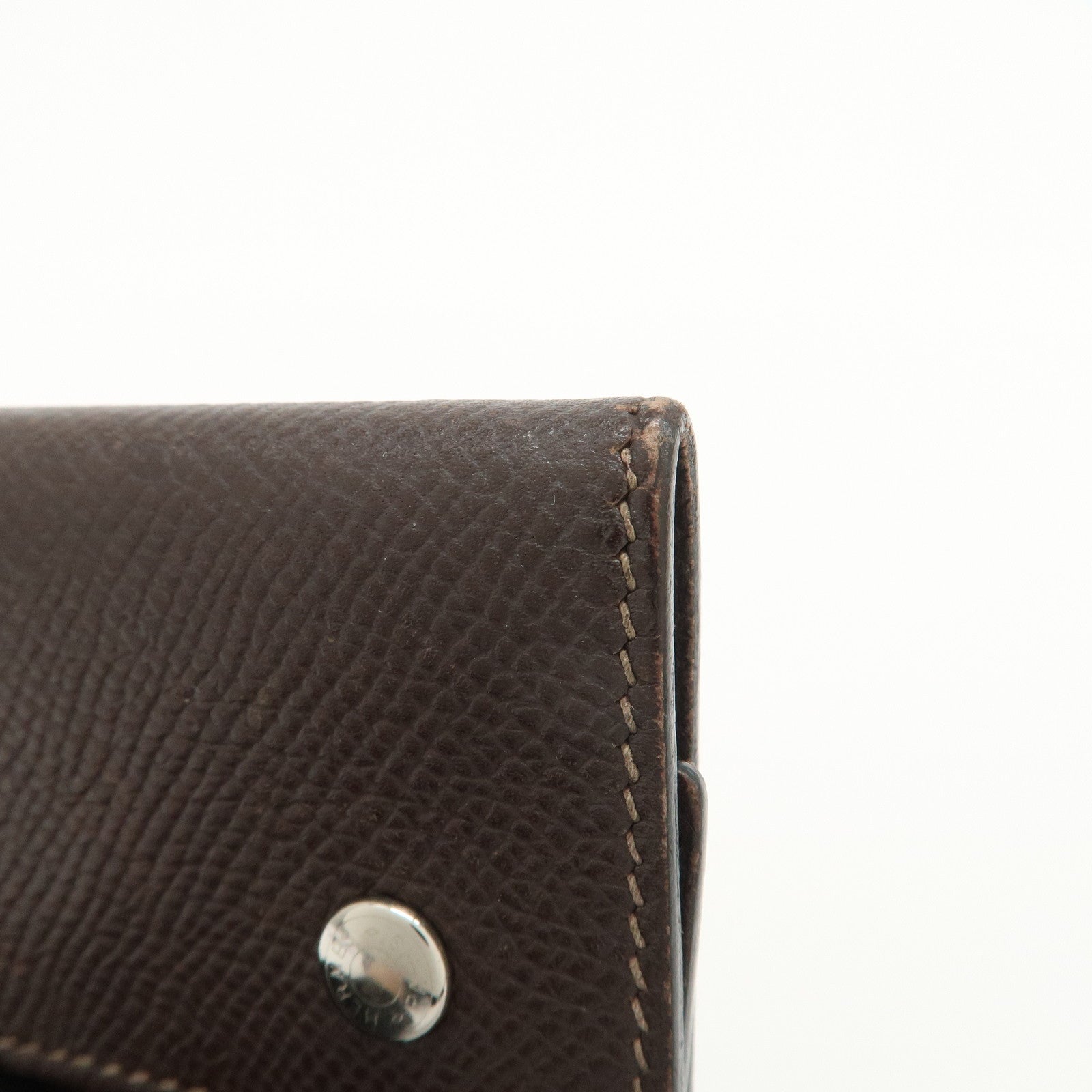 HERMES Etui Cles 4 Veau Epsom Leather L Stamped Key Case Dark Brown