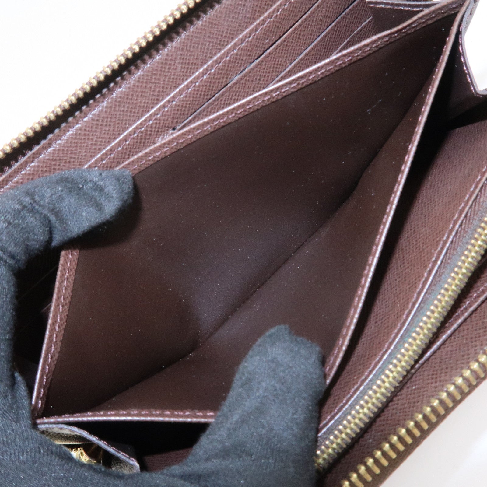 Louis Vuitton Damier Canvas Zippy Wallet Old Style Brown N60015