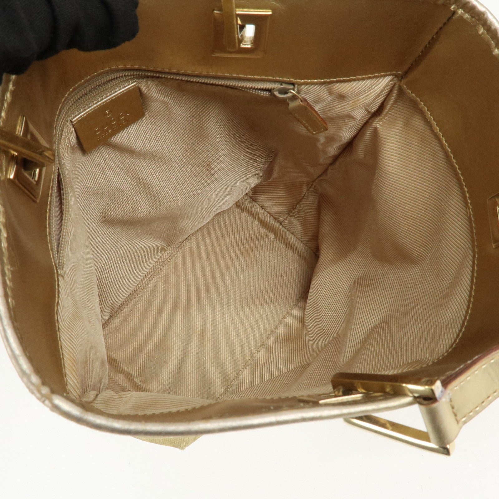 GUCCI GG Canvas Leather Shoulder Bag Tote Bag Gold 002.1099