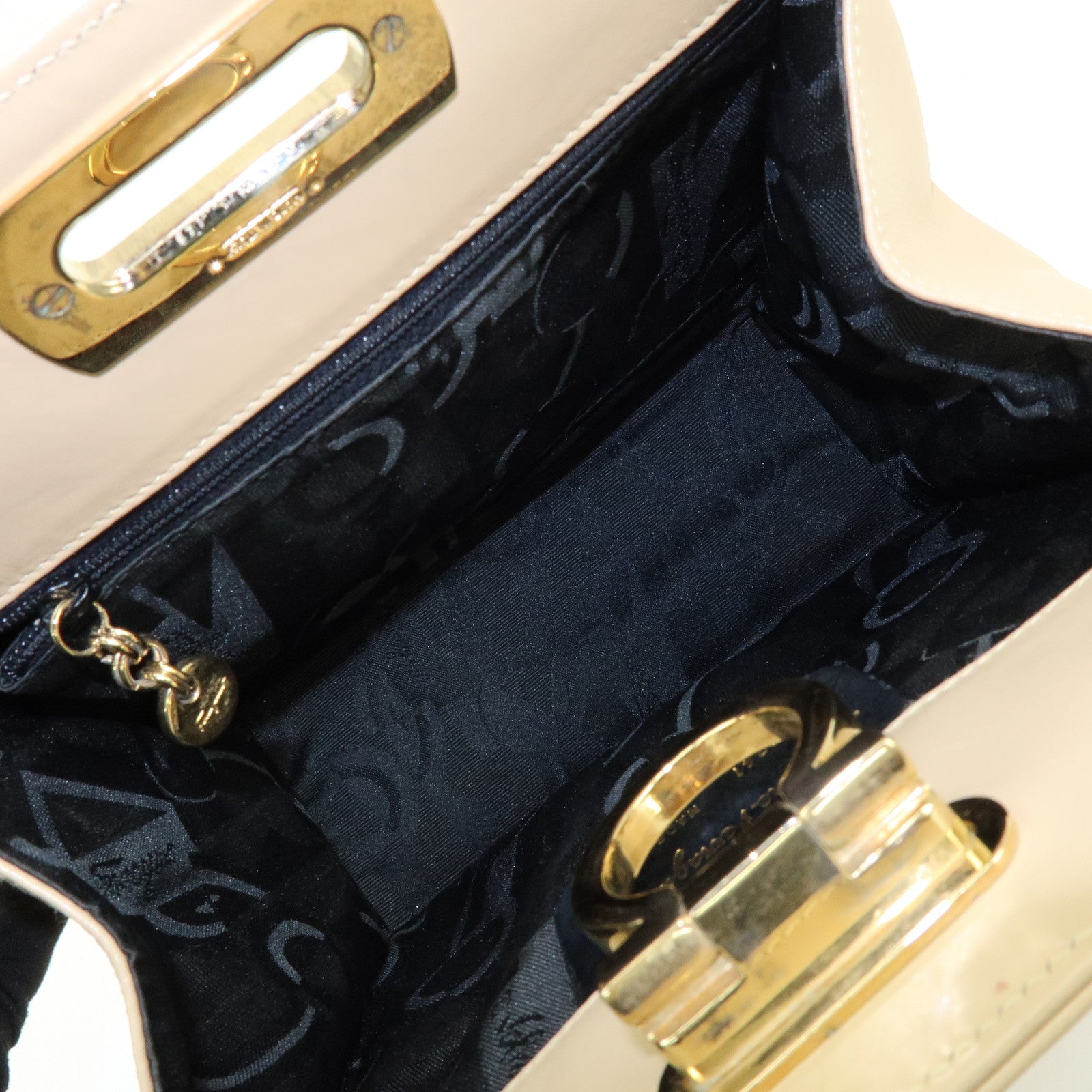 Ferragamo Gancini Leather Shoulder Bag Crossbody Bag Beige