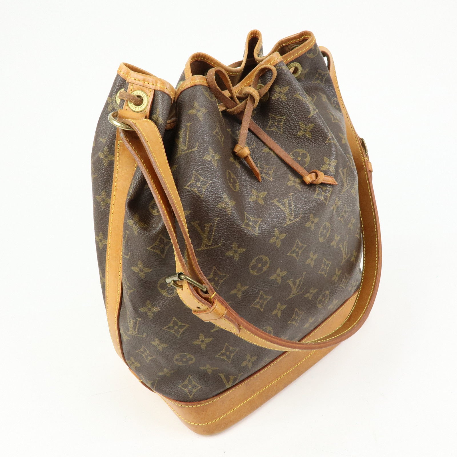 Louis Vuitton Monogram Noe Canvas Leather Shoulder Bag Brown M42224
