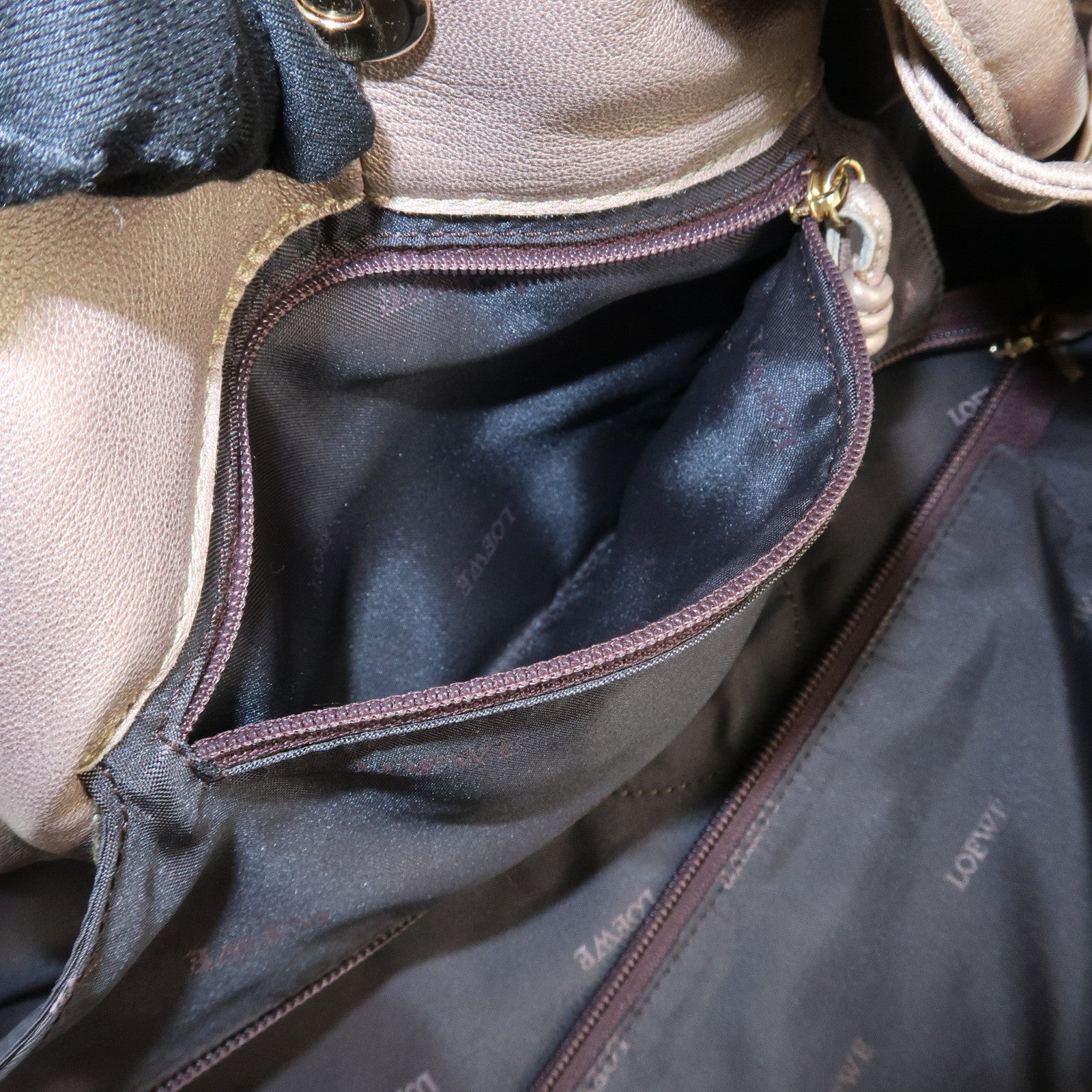 LOEWE Anagram Nappa Aire Leather Hand Bag Tote Bag Gold Used