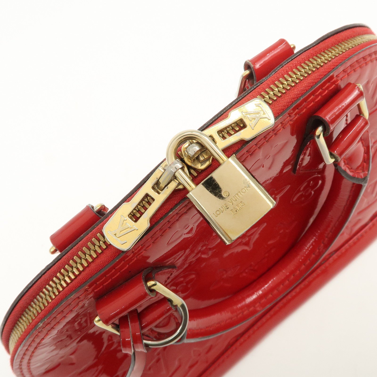 Louis Vuitton Monogram Vernis Alma BB 2Way Hand Bag Cerise M90174