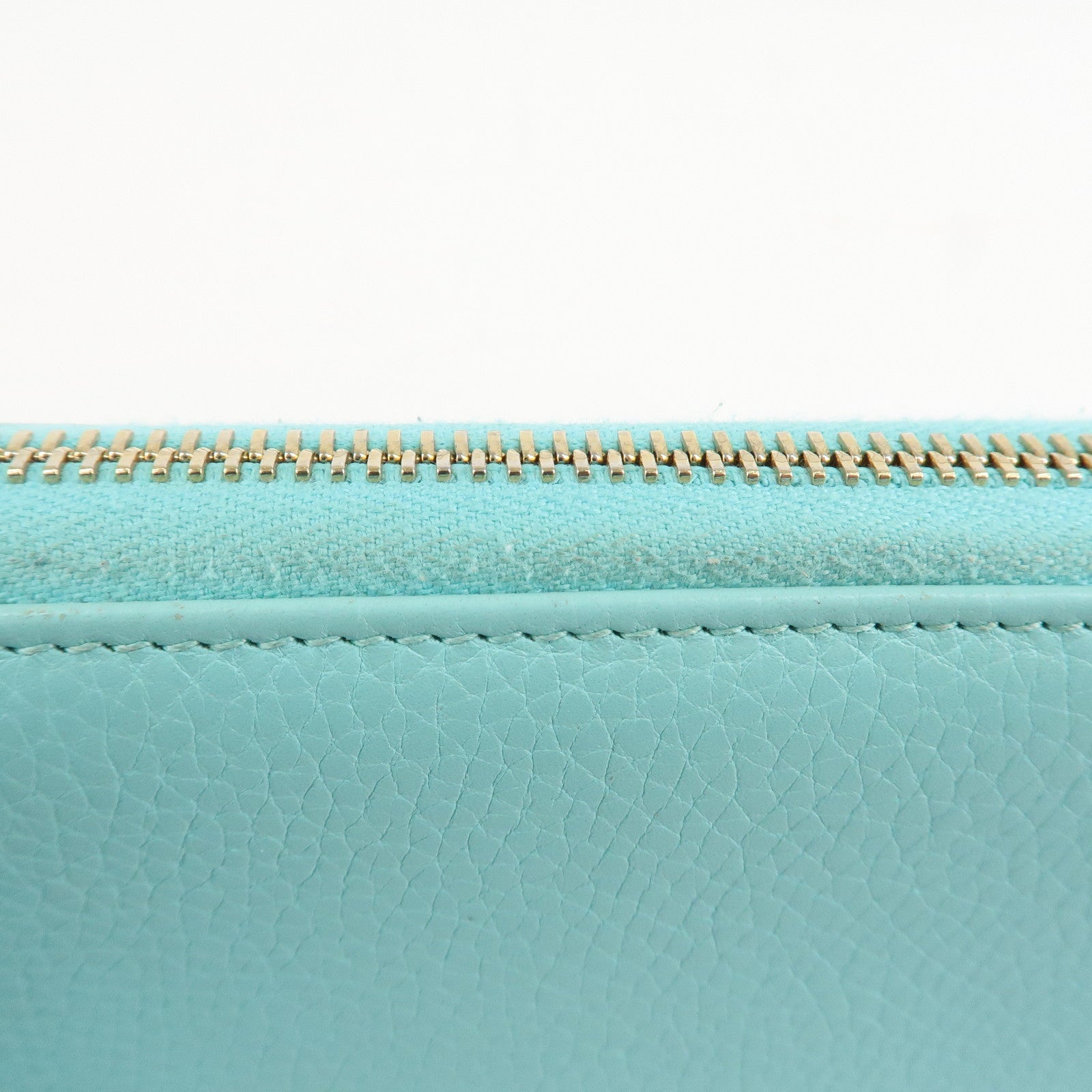 GUCCI Bamboo Leather Round Zippy Wallet Long Wallet Light Blue 307984 Used